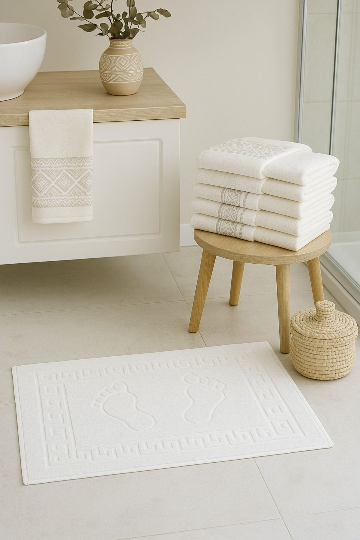 NEEA HOME %100 Pamuklu Banyo Ayak Havlusu 2 Parça – 50X70CM Süper Emici Banyo Ayak Havlusu