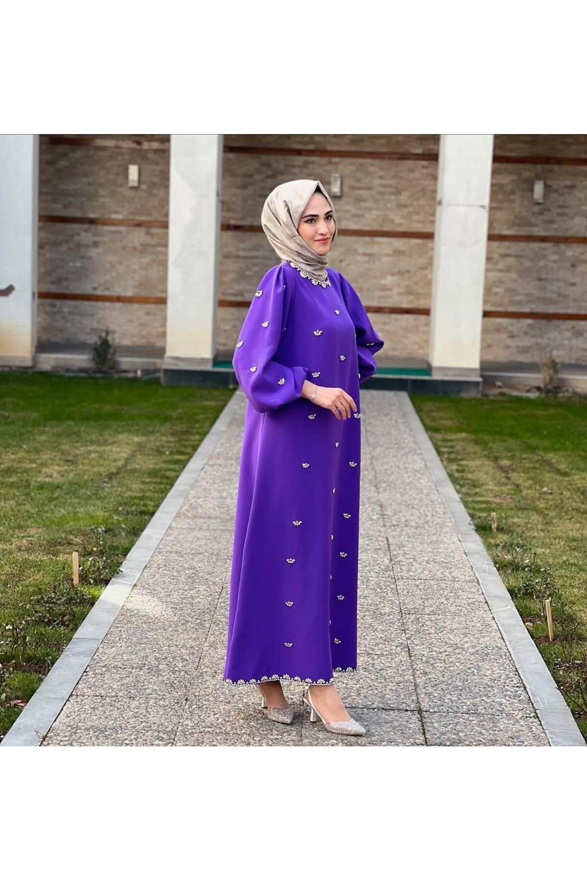 JAMİLATASARİM JAMİLA SARAH TAŞLI KREP ELBİSE