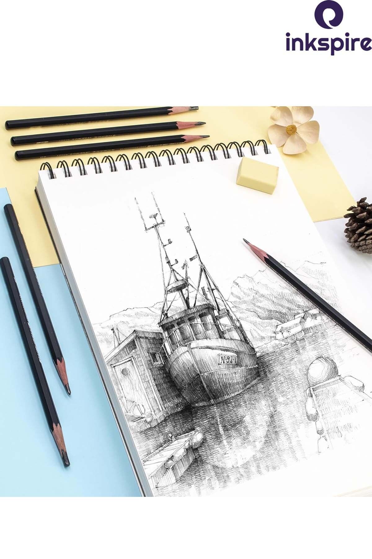inkspire-دفتر رسم A4 120 جرام حلزوني 1 قطعة دفتر رسم سلكي فتحة علوية كتاب رسم رسم 4
