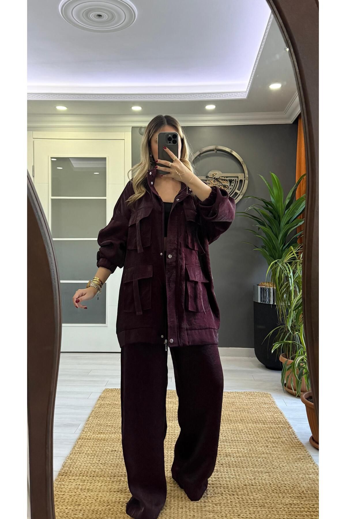 SEVİNÇ GÜNGÖR Cepli bordo takım