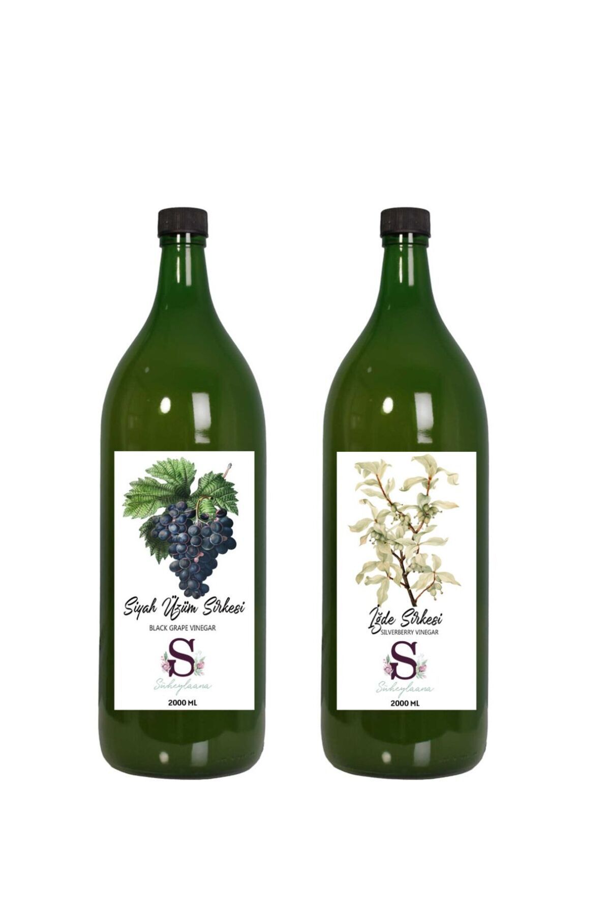 Süheylaana Doğal Siyah Üzüm Sirkesi 2000 Ml - Doğal İğde Sirkesi 2000 Ml