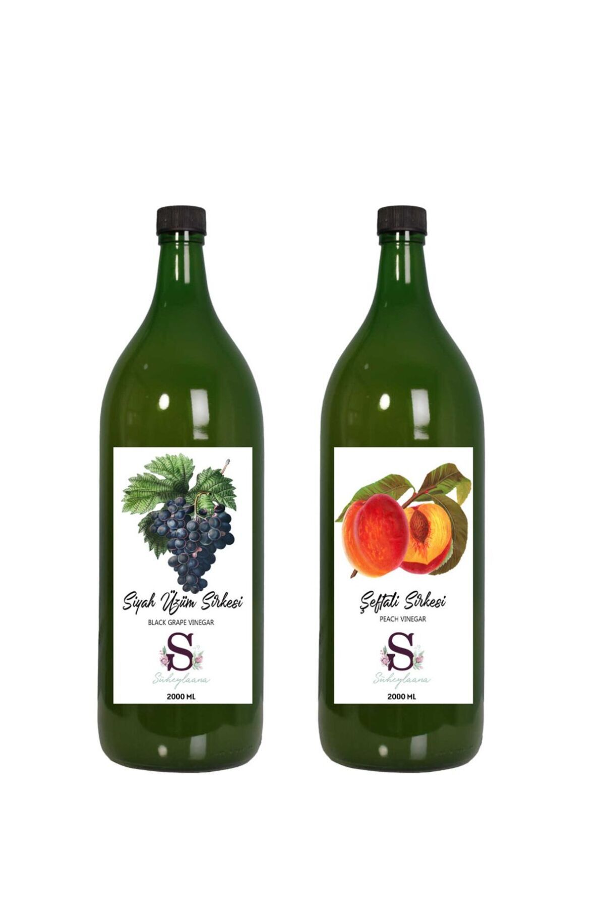 Süheylaana Doğal Siyah Üzüm Sirkesi 2000 Ml - Doğal Şeftali Sirkesi 2000 Ml