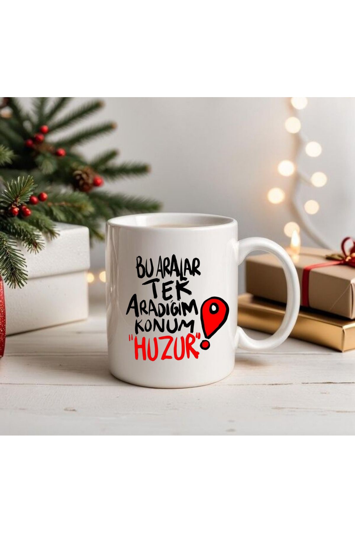 ALPŞAN TİCARET Huzur Yazılı Hediye Kupa Arkadaşa Hediye Beyaz Bardak