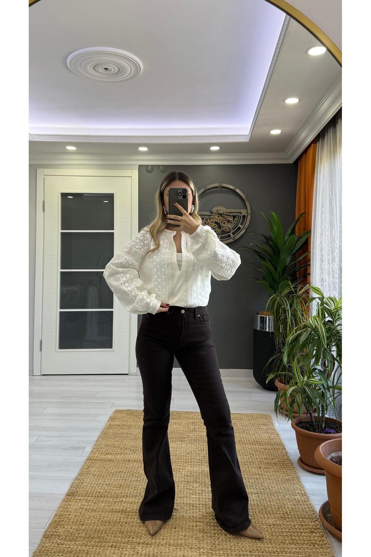 SEVİNÇ GÜNGÖR Etnik bluz Krem