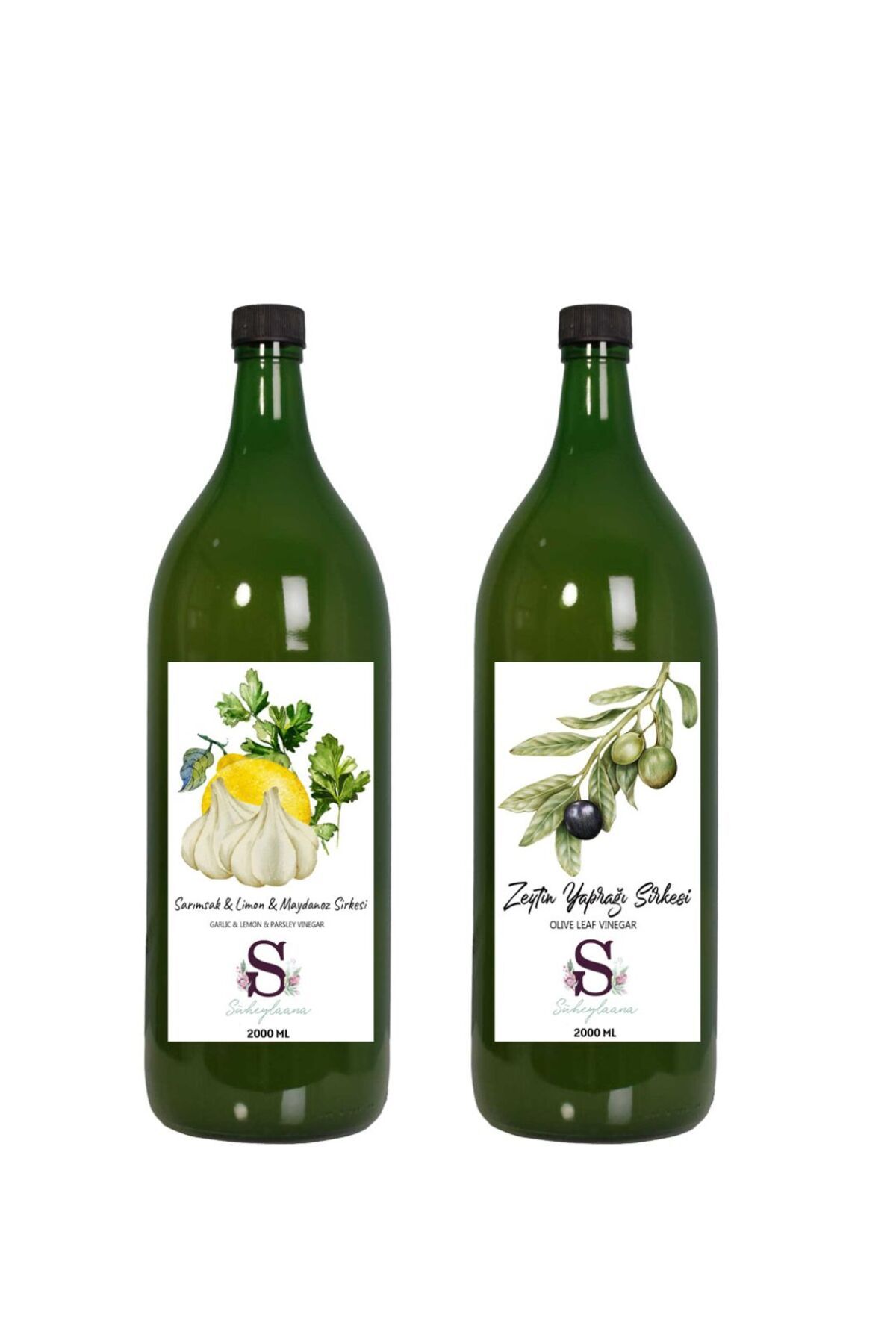 Süheylaana Doğal Sarımsak & Limon & Maydanoz Sirkesi 2000 Ml - Doğal Zeytin Yaprağı Sirkesi 2000 Ml