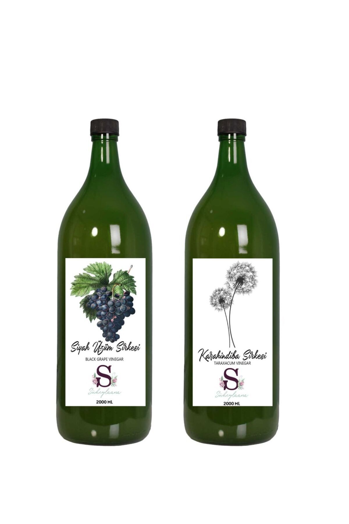Süheylaana Doğal Siyah Üzüm Sirkesi 2000 Ml - Doğal Karahindiba Sirkesi 2000 Ml