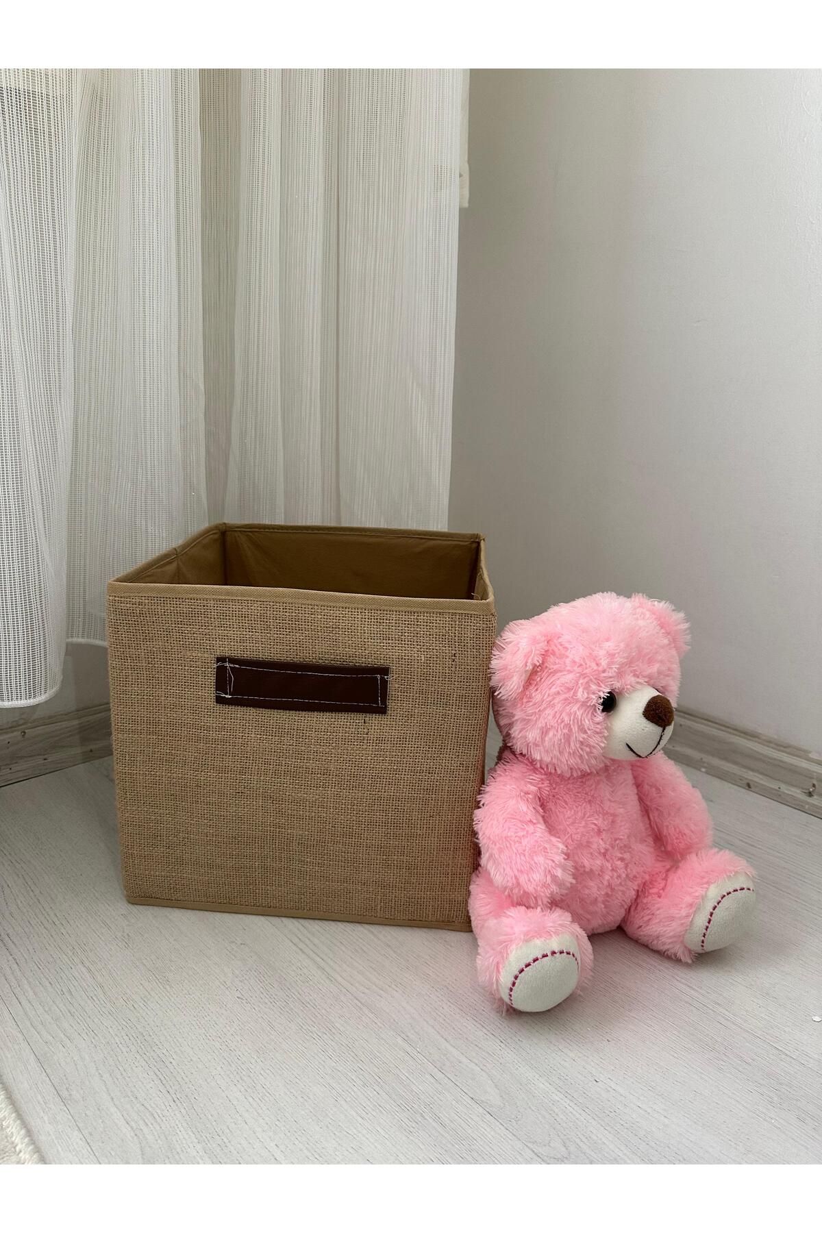 ELITETIME 1 Adet Kapaksız Jüt Dolap Içi Çamaşır Oyuncak Düzenleyici Katlanır Kutusu Organizer 30x30x30