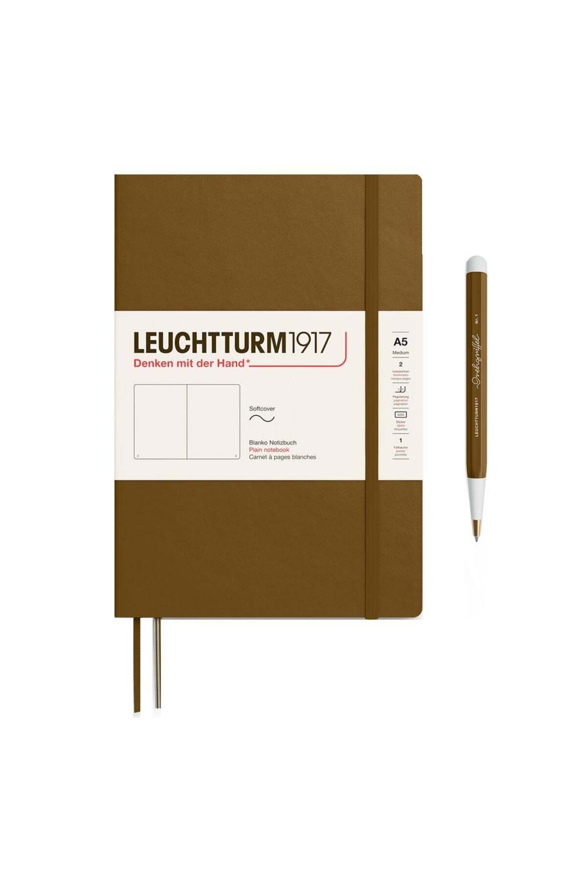 Leuchtturm1917 2025 Colors Orta Boy (A5), Yumuşak Kapak, 123 Sayfa, Çizgisiz Defter Spice Brown 3722