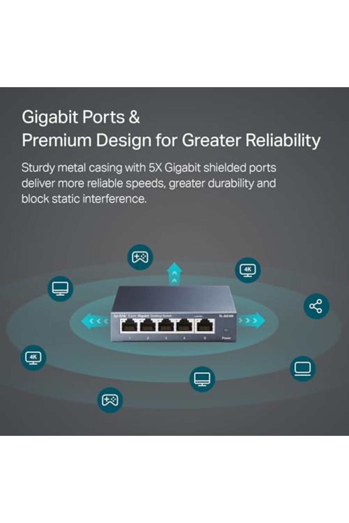 TP-LINK-TL-SG105 5-Port Gigabit Steel Desktop Switch 4