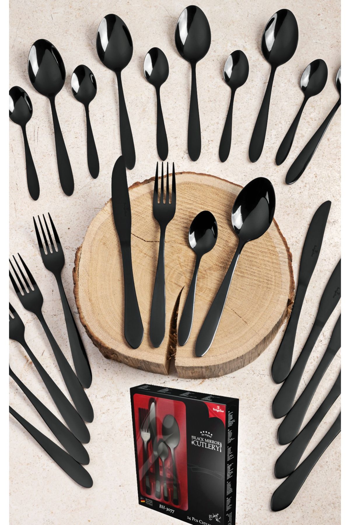Berlinger Haus Set De Tacâmuri Negre Din Oțel Inoxidabil, 24 De Bucăți, Colecție Neagră Mată - One Size
