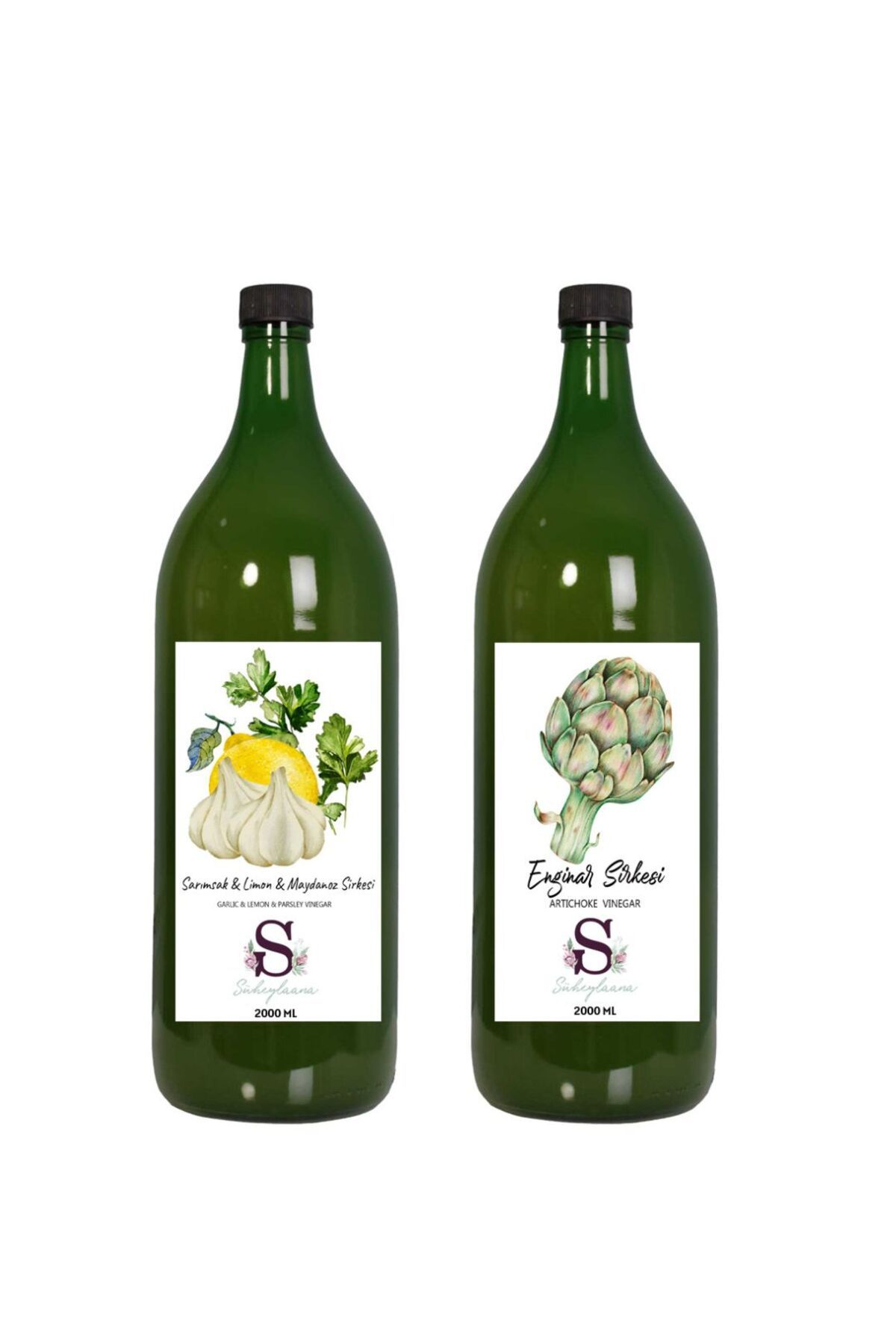 Süheylaana Doğal Sarımsak & Limon & Maydanoz Sirkesi 2000 Ml - Doğal Enginar Sirkesi 2000 Ml