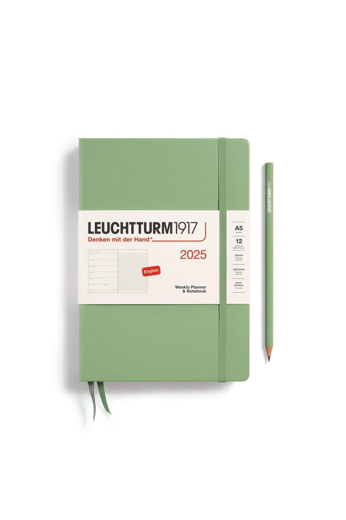 Leuchtturm1917 2025 Haftalık Planlayıcı ve Not Defteri, Orta Boy (A5), 144 Sayfa, İngilizce, Çizgili