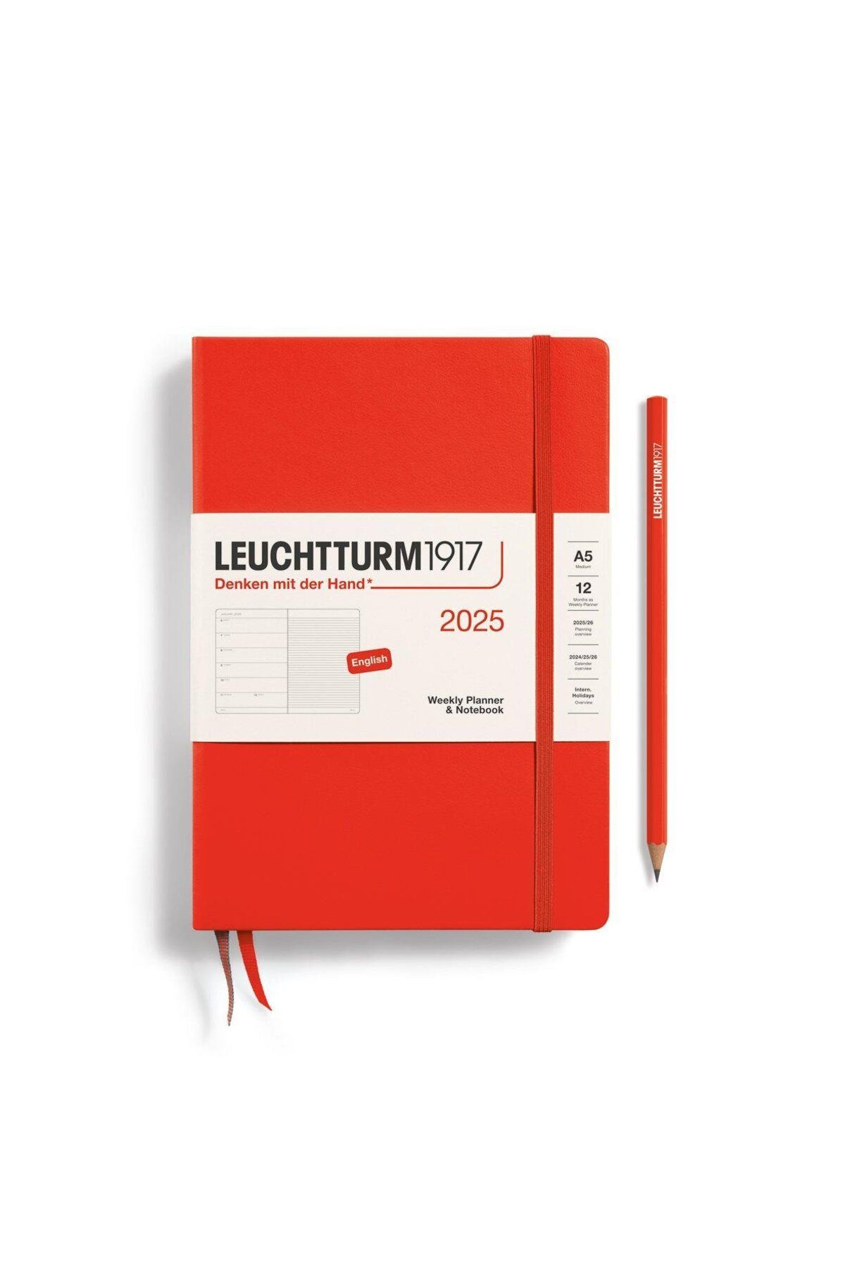 Leuchtturm1917 2025 Haftalık Planlayıcı Ve Not Defteri, Orta Boy (A5), 144 Sayfa, Ingilizce, Çizgili