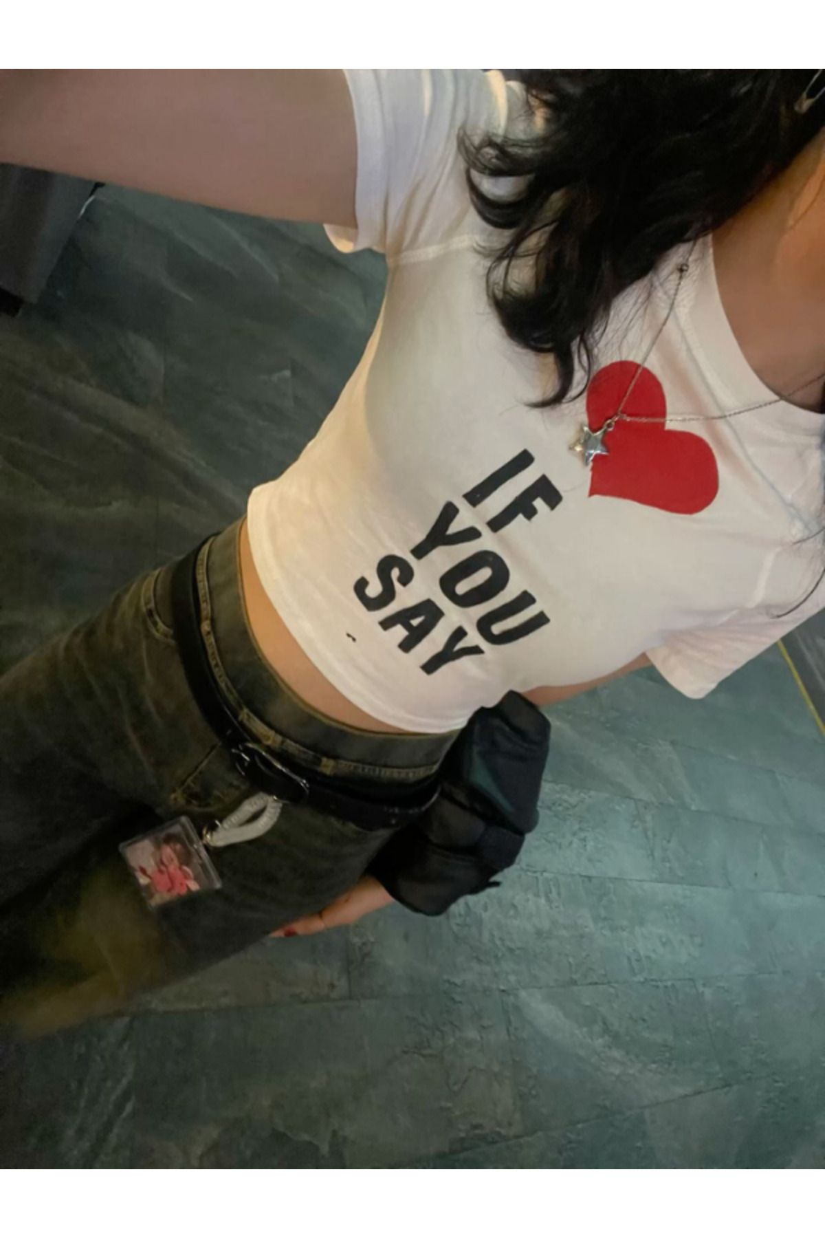 DEEFWEAR DREICH LOVE IF YOU SAY BASKILI BEYAZ CROP