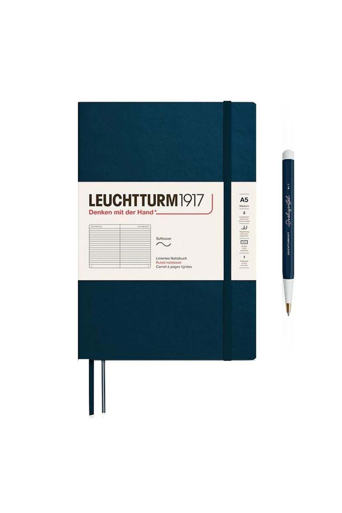 Leuchtturm1917 2025 Colors Orta Boy (A5), Yumuşak Kapak, 123 Sayfa, Çizgili Defter Deep Sea 372206