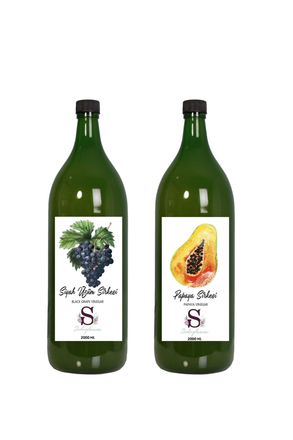 Süheylaana Doğal Siyah Üzüm Sirkesi 2000 Ml - Doğal Papaya Sirkesi 2000 Ml