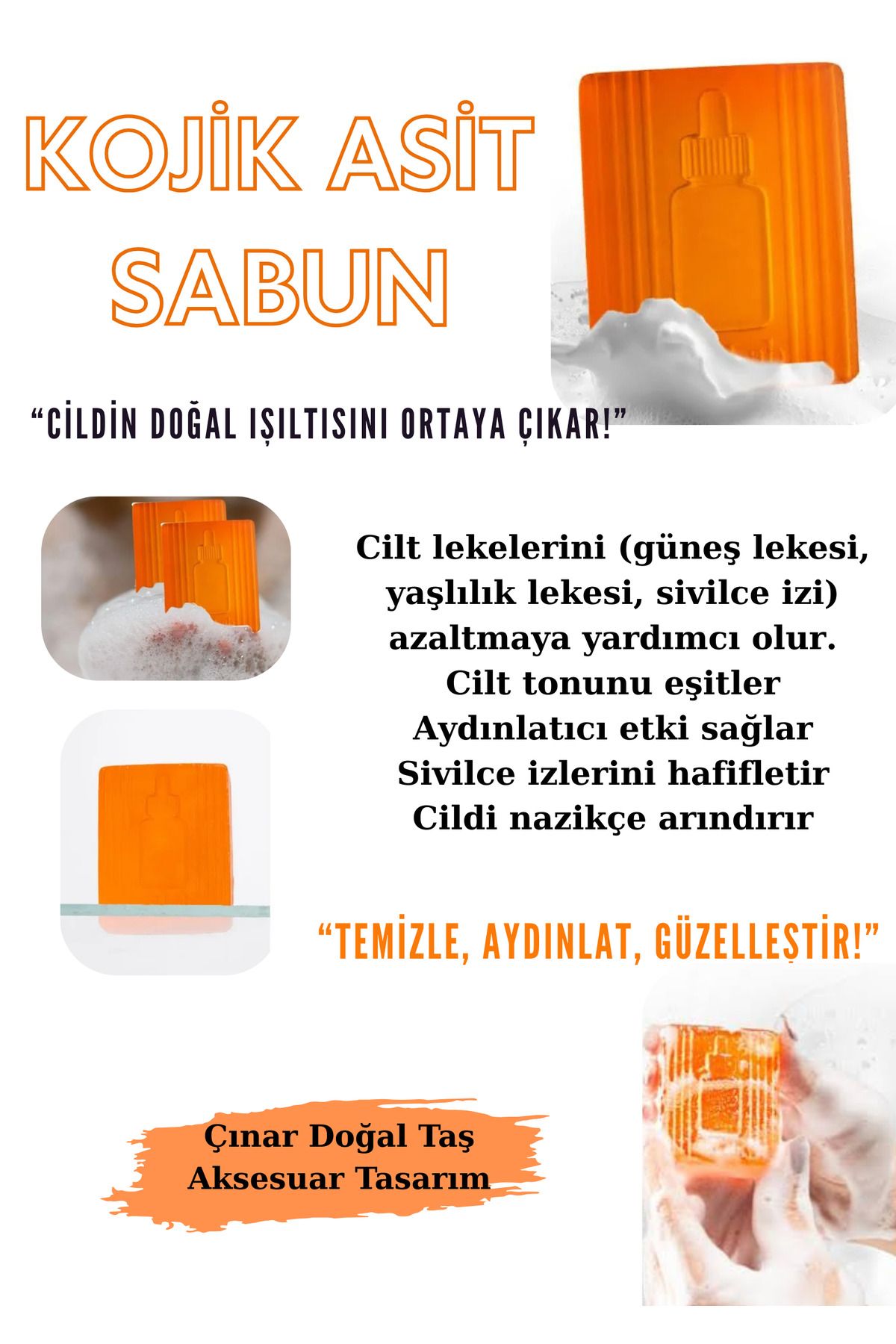 Doğal Tasarım Kojik Asit Sabunu – Cilt Lekelerine Karşı, Ton Eşitleyici, El Yapımı Doğal Sabun