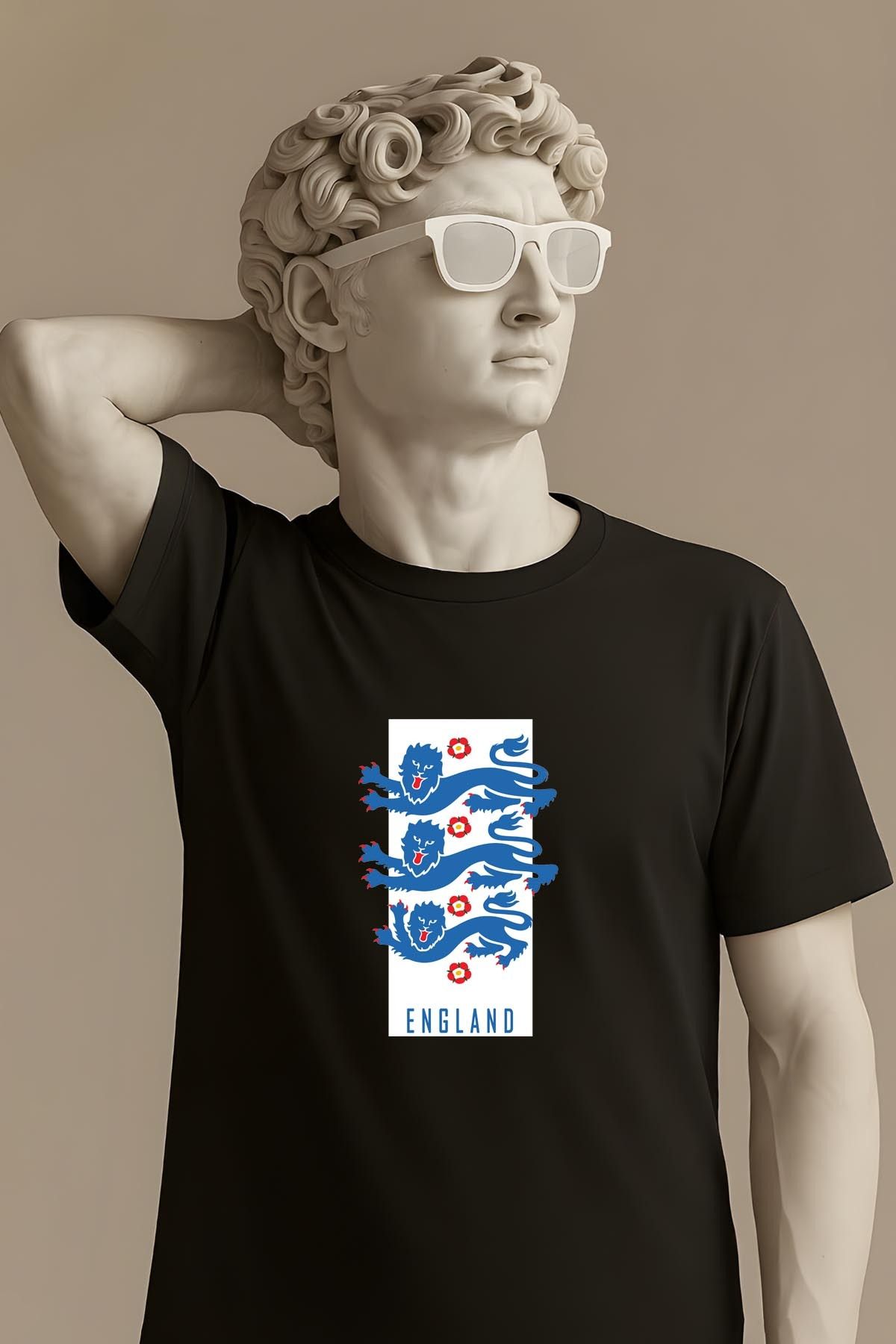 362BASKI İngiltere Milli Takım Minimal Tasarım Logo Baskılı Tshirt