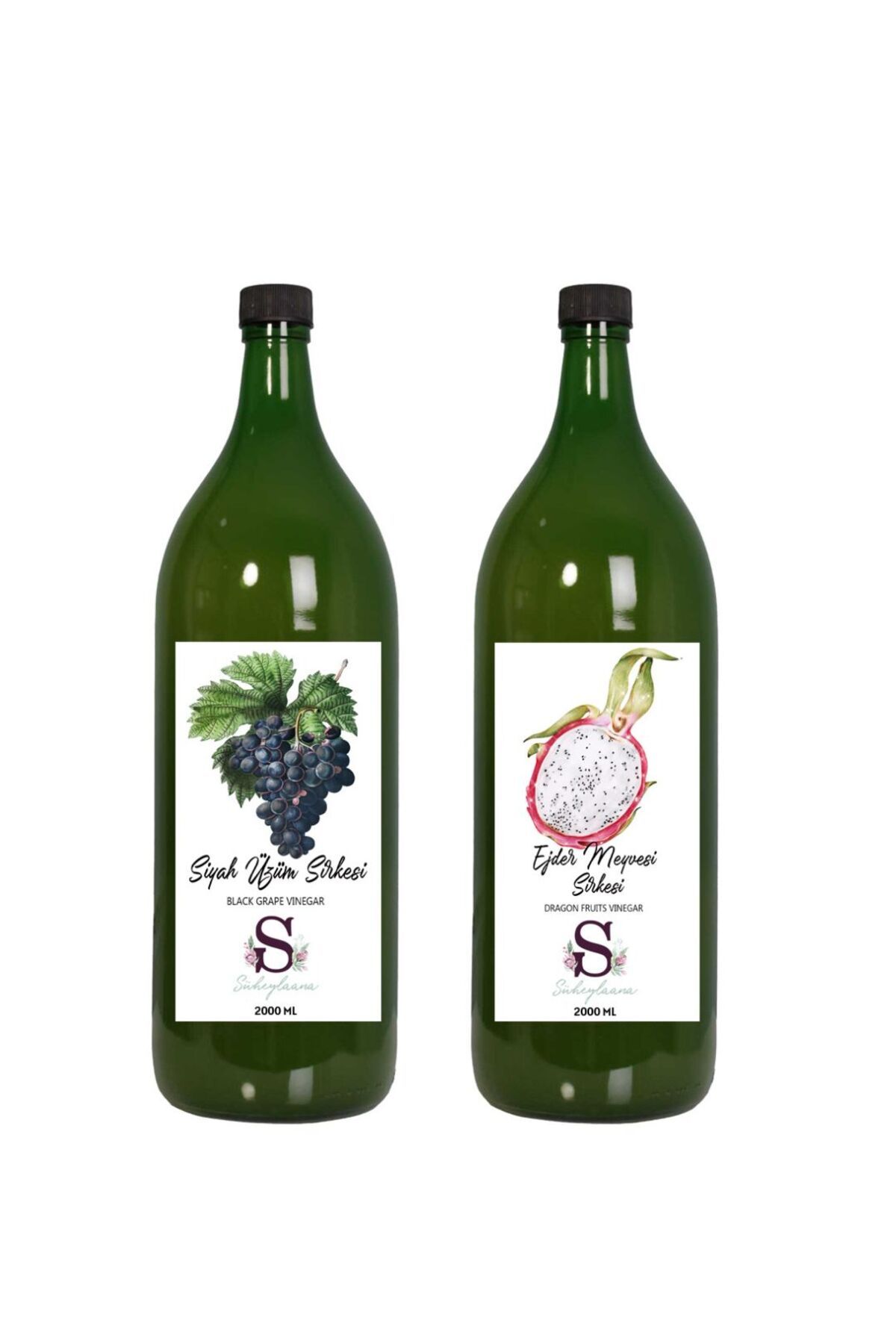 Süheylaana Doğal Siyah Üzüm Sirkesi 2000 Ml - Doğal Ejder Meyvesi Sirkesi 2000 Ml