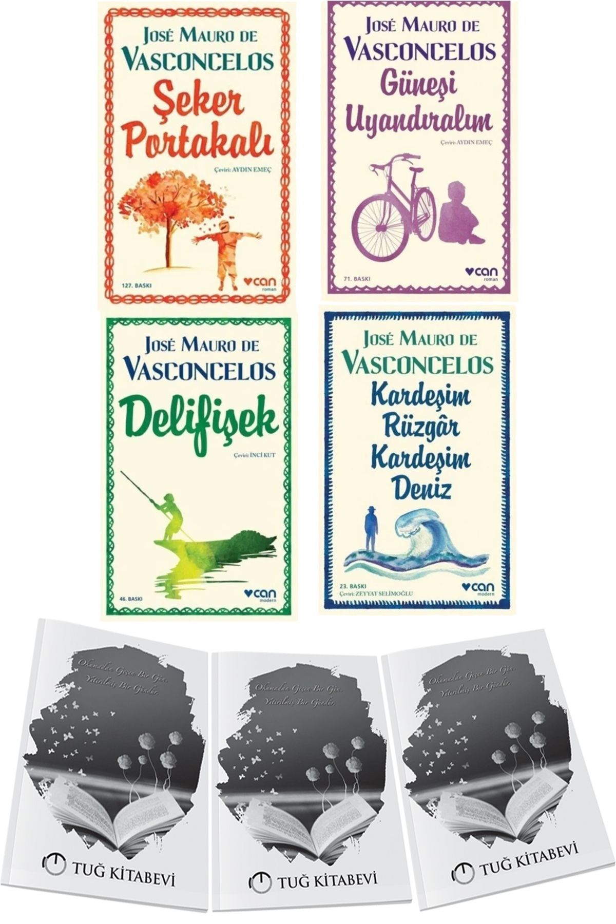 Can Yayınları Şeker Portakalı-Güneşi Uyandıralım-Delifişek-Kardeşim Rüzgar Kardeşim Deniz 4lü Set + Hediyeli