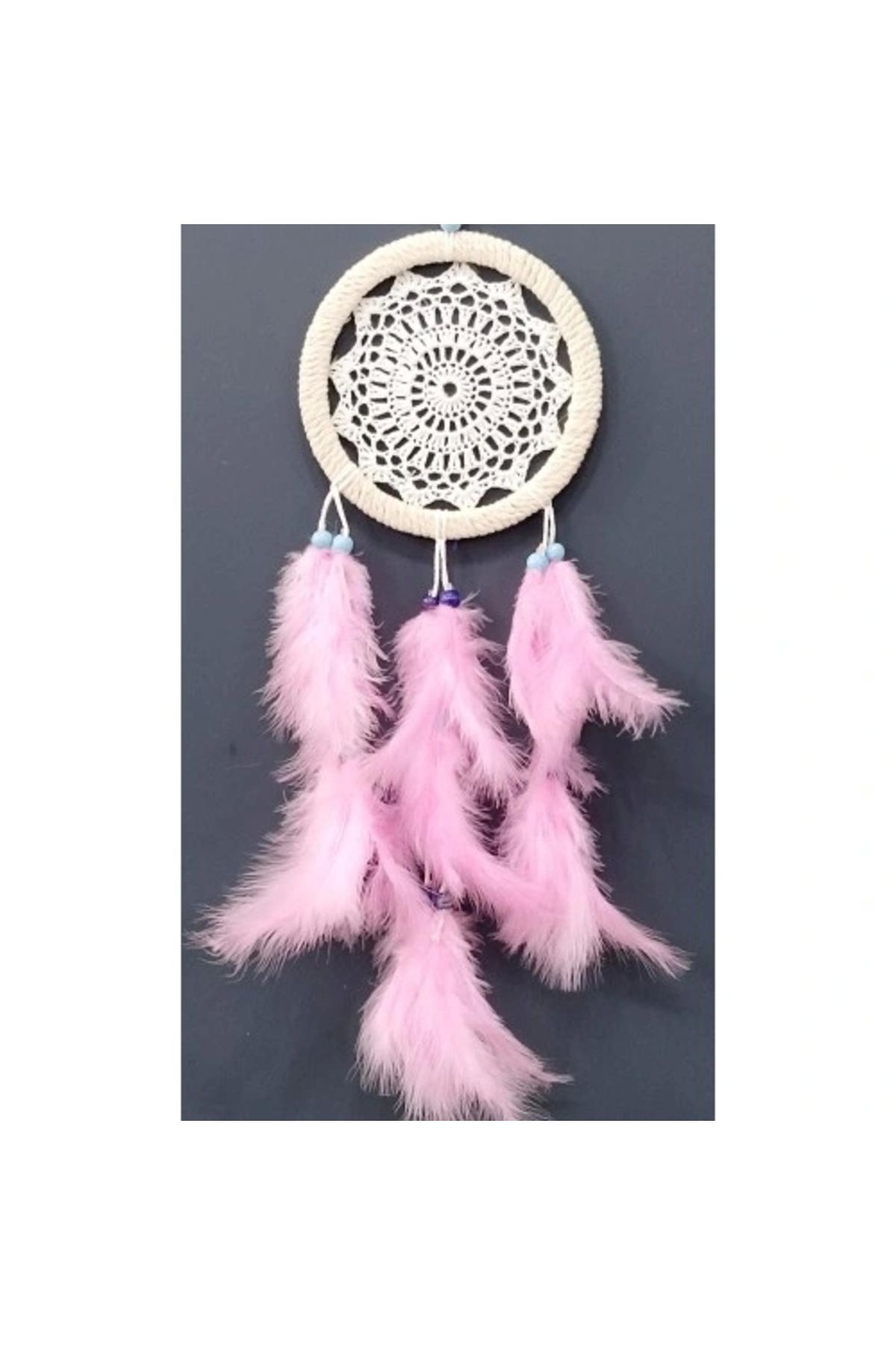 ShopNova Pembe Kuş Tüylü Dream Catcher El Yapımı Rüya Kapanı Duvar Süsü