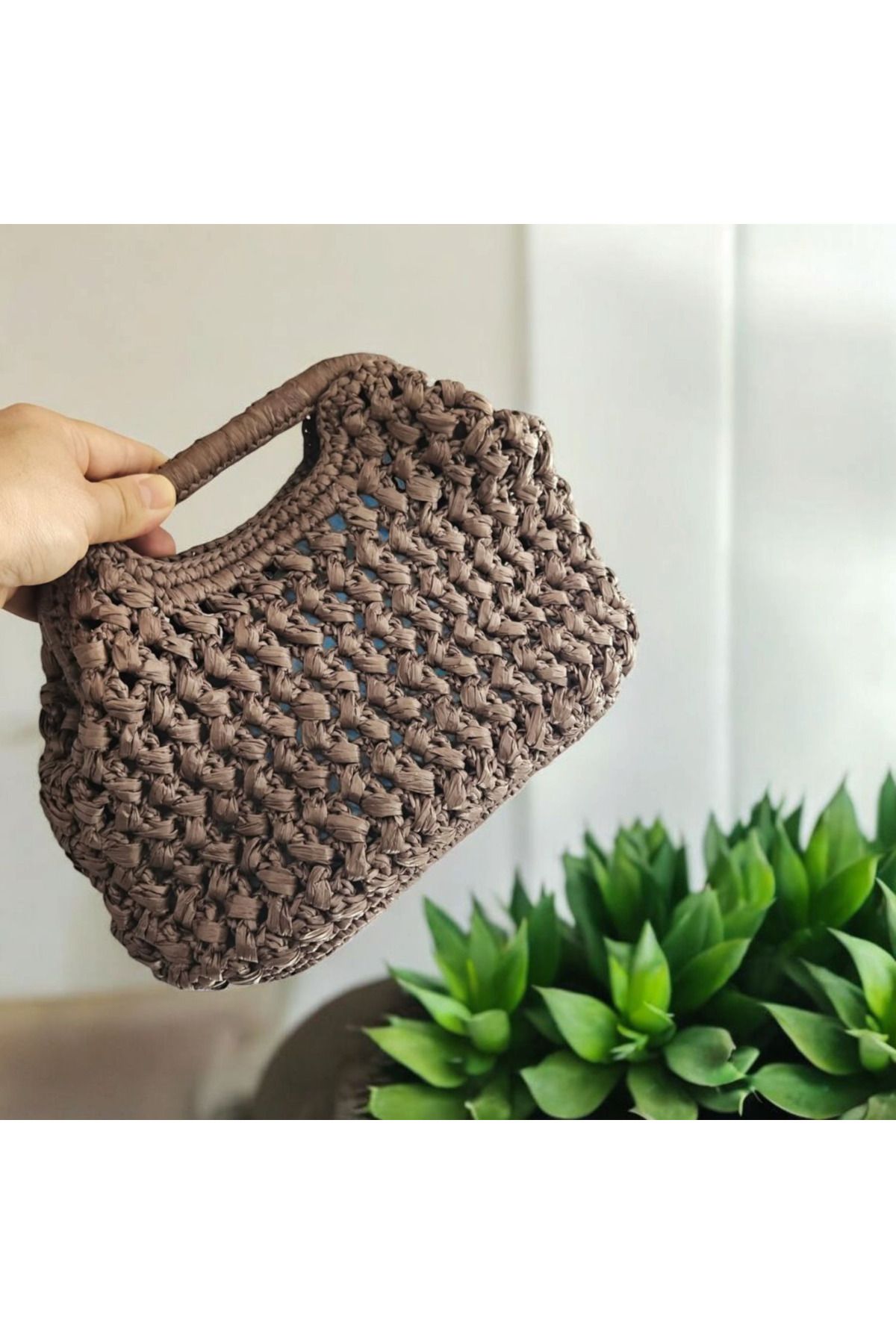 BY MİMİMU El Yapımı Rafya İp Clutch Portföy Çanta
