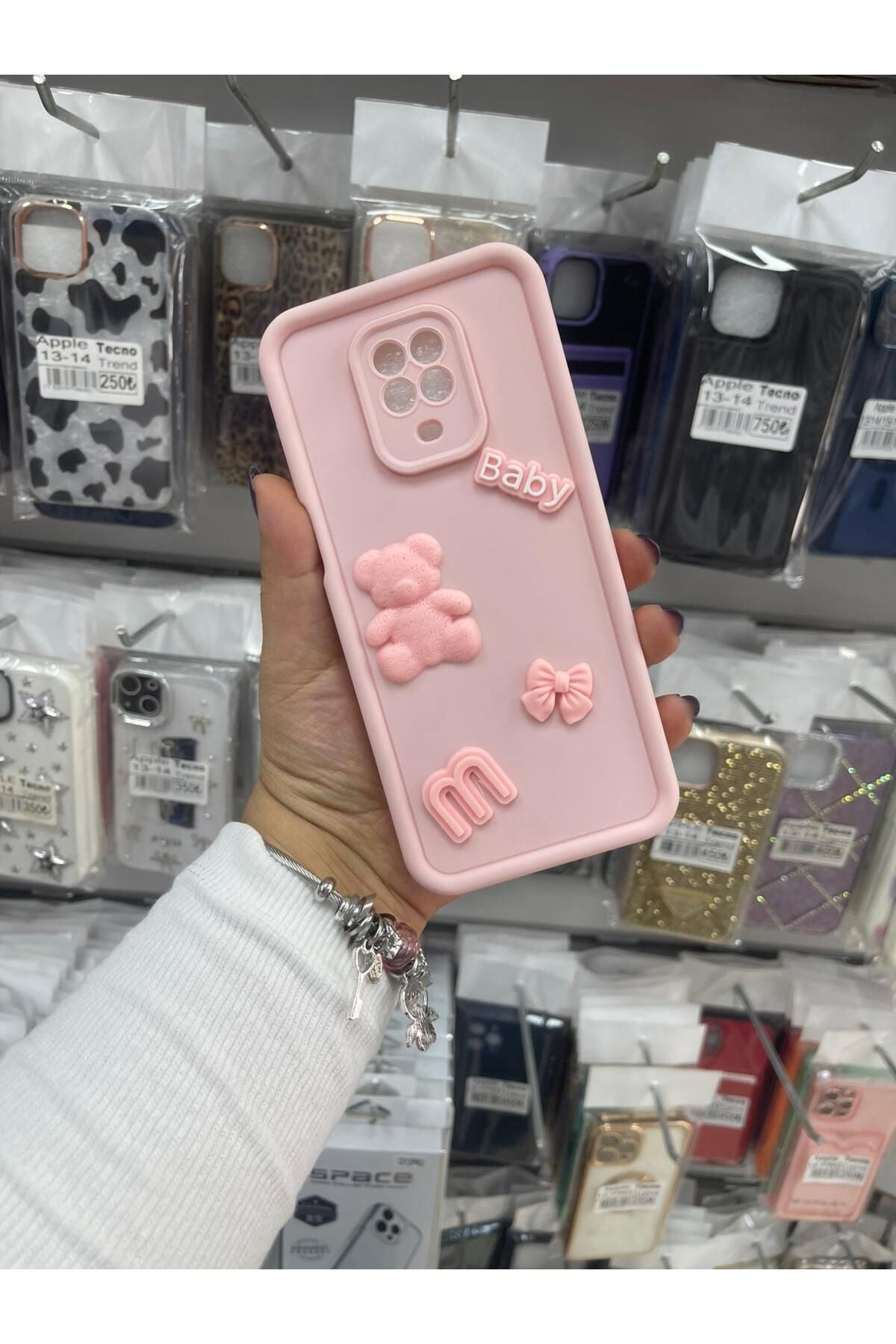 TECNOTREND Redmi Note 9 Pro/Note 9s Uyumlu 3D ayıcıklı silikon kılıf
