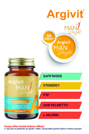 Argivit Man Bright Gold Kompleks - Biotin, Niasin, Çinko (SAFR'İNSİDE, XTENER...