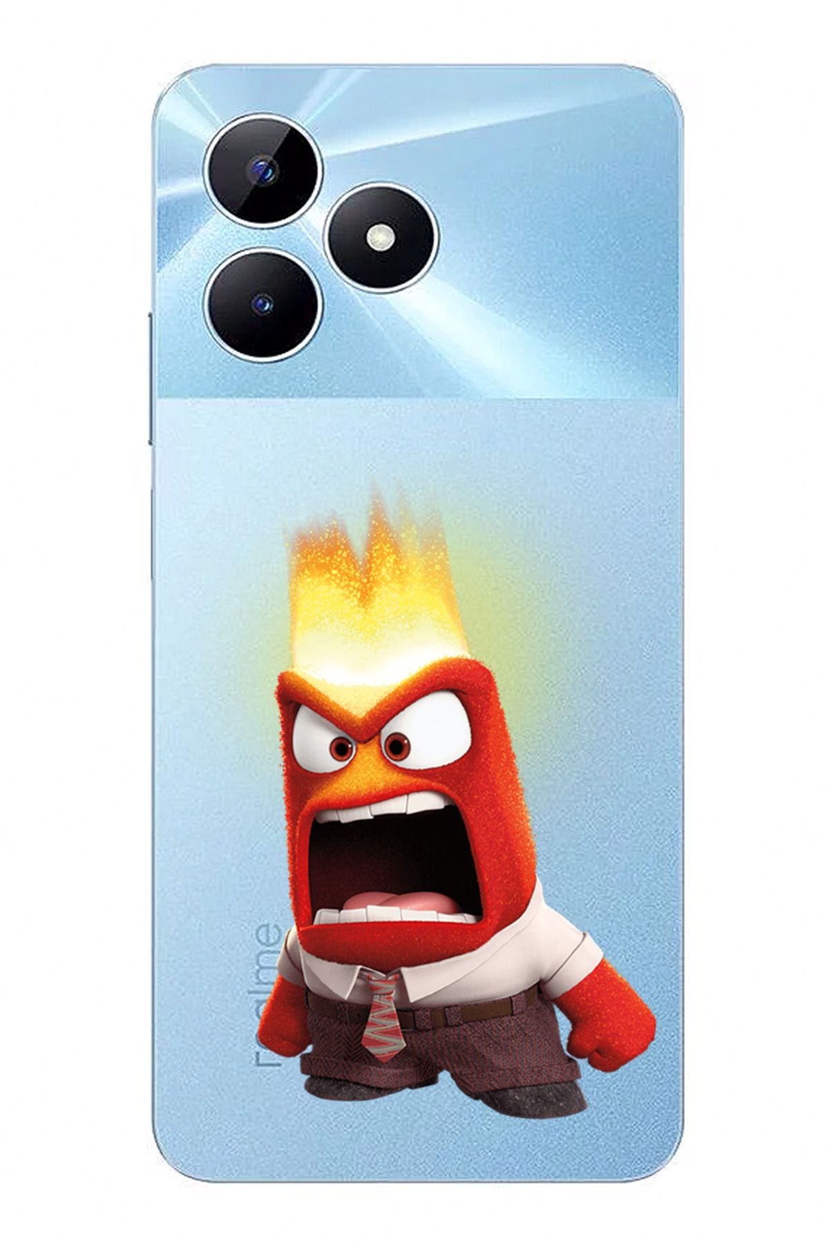 TechTree Realme Note 50 Uyumlu Ters Yüz Kızgın Anger Tasarımlı Şeffaf Silikon Kılıf