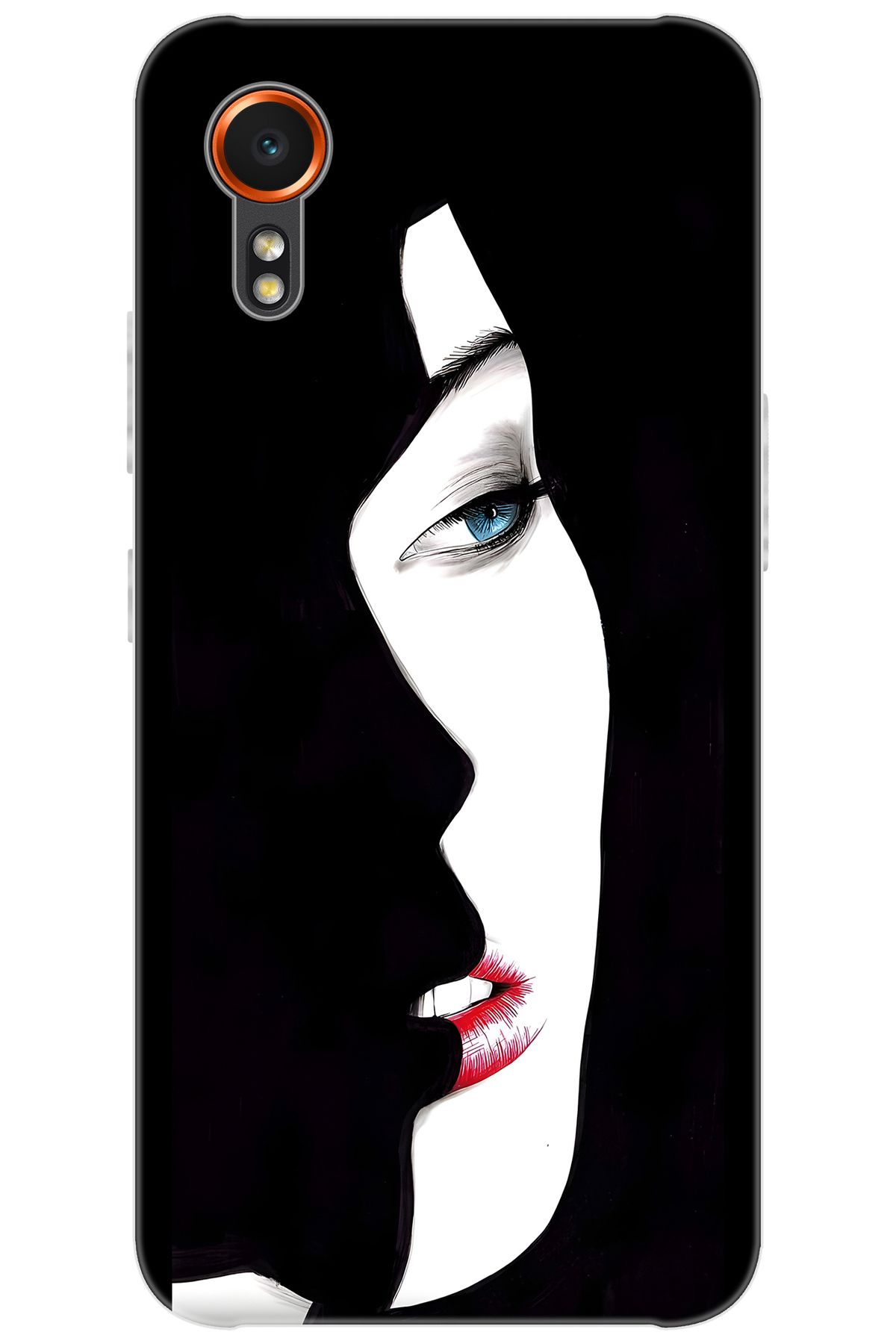 Ceppare Samsung Galaxy XCover7 (SM-G556B) Uyumlu Kılıf Desenli Silikon Siyah Beyaz Kadın STK:635 CP-4DtfAaG