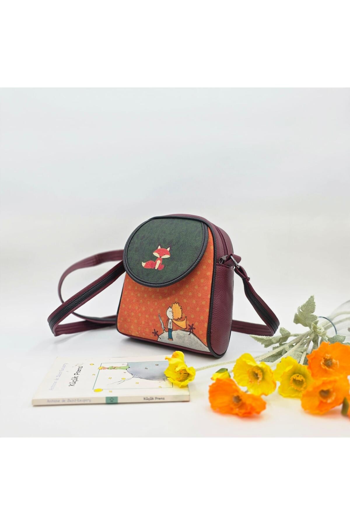 HOODİEMOUSE Küçük Prens Figürlü Küçük Postacı Omuz Çantası Etnik Bohem Style - Bordo