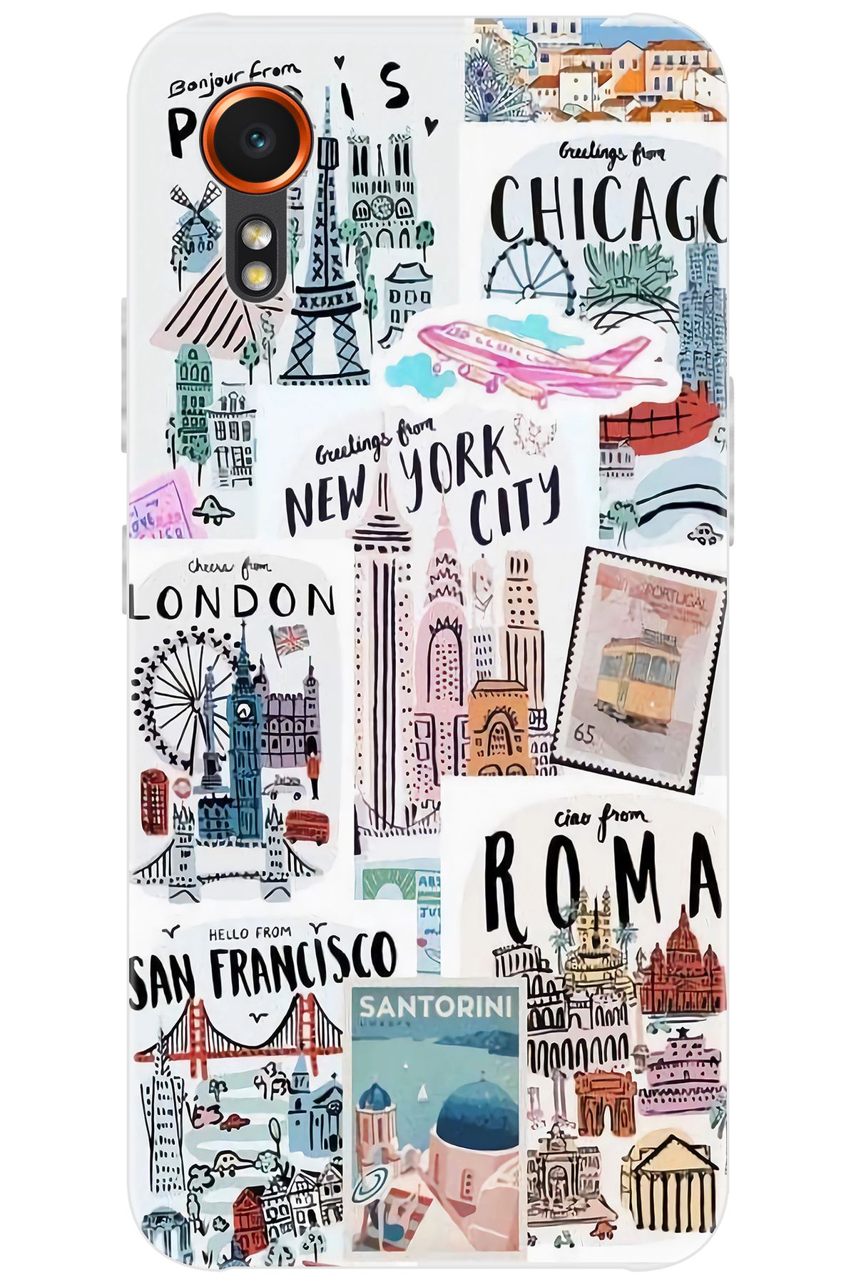 Ceppare Samsung Galaxy XCover7 (SM-G556B) Uyumlu Kılıf Desen Silikon Newyork Roma London STK:624 CP-OWeWJuK