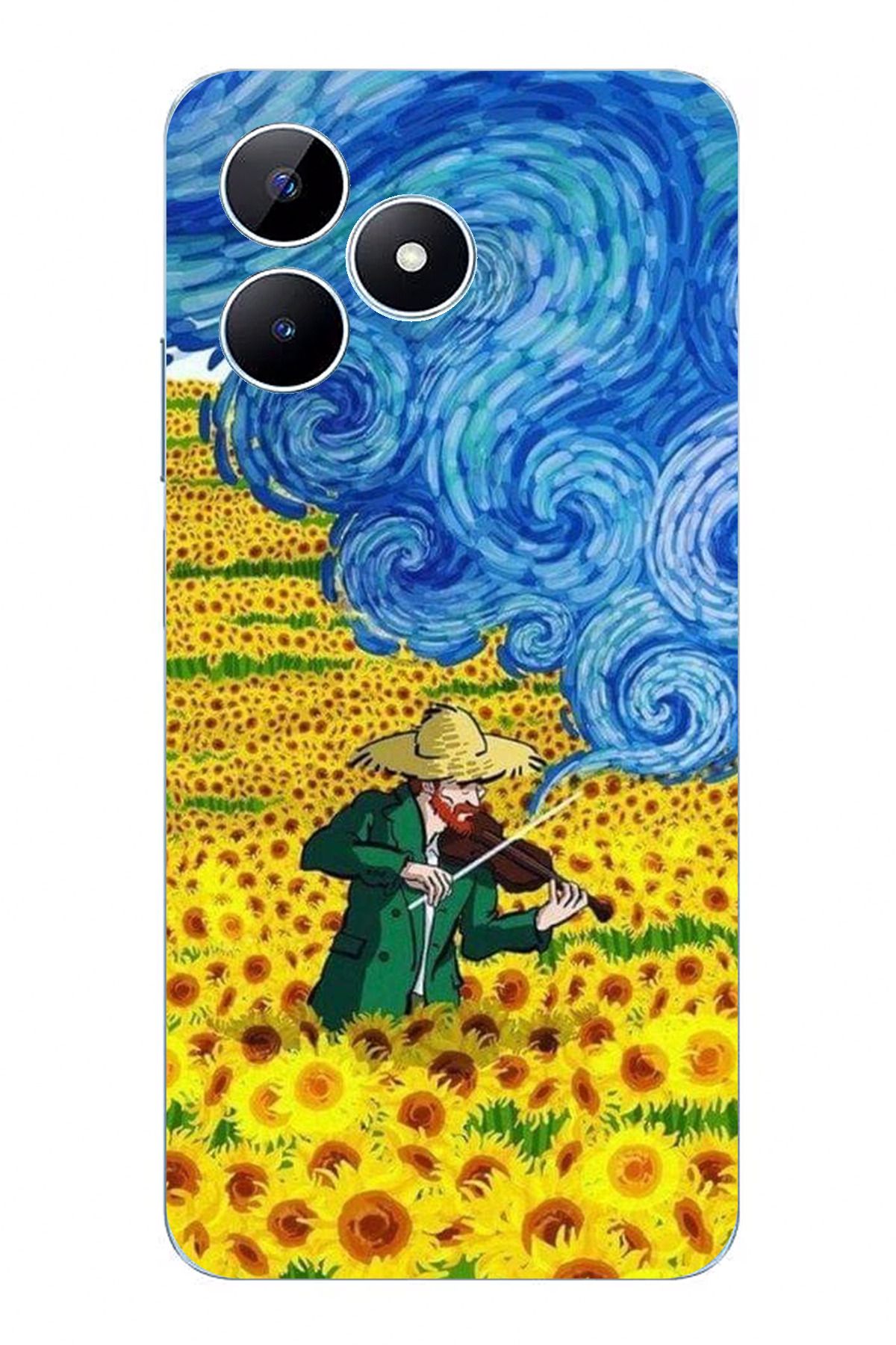 TechTree Realme Note 50 Uyumlu Van Gogh Keman Şeffaf Silikon Kılıf