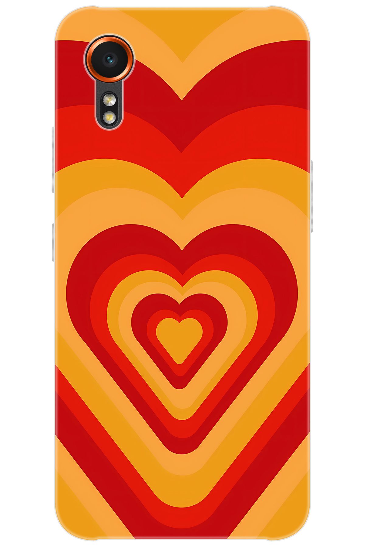 Ceppare Samsung Galaxy XCover7 (SM-G556B) Uyumlu Kılıf Desen Silikon Sarı Kırmızı Kalpler STK1009 CP-Z6UBF7f