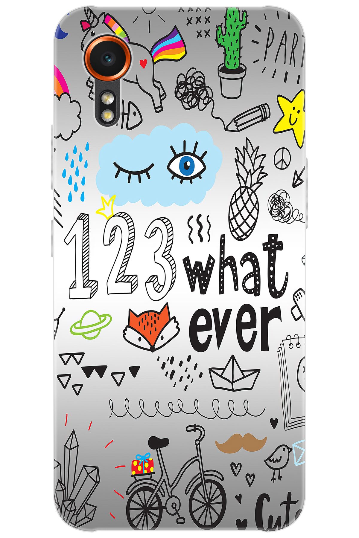 Ceppare Samsung Galaxy XCover7 (SM-G556B) Uyumlu Kılıf Desen Baskılı Silikon 123WHAT Ever STK:334 CP-zMJQ3t9