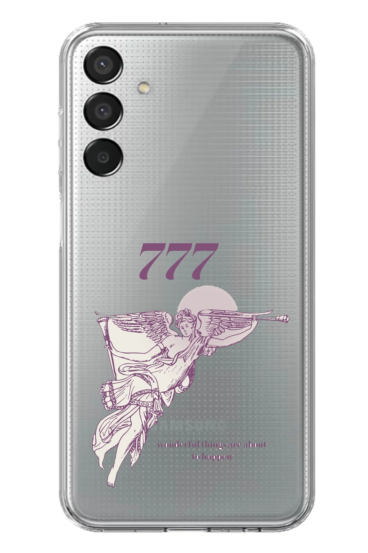 TechTree Samsung Galaxy M15 Uyumlu 777 Melek Tasarımlı Şeffaf Silikon Kılıf