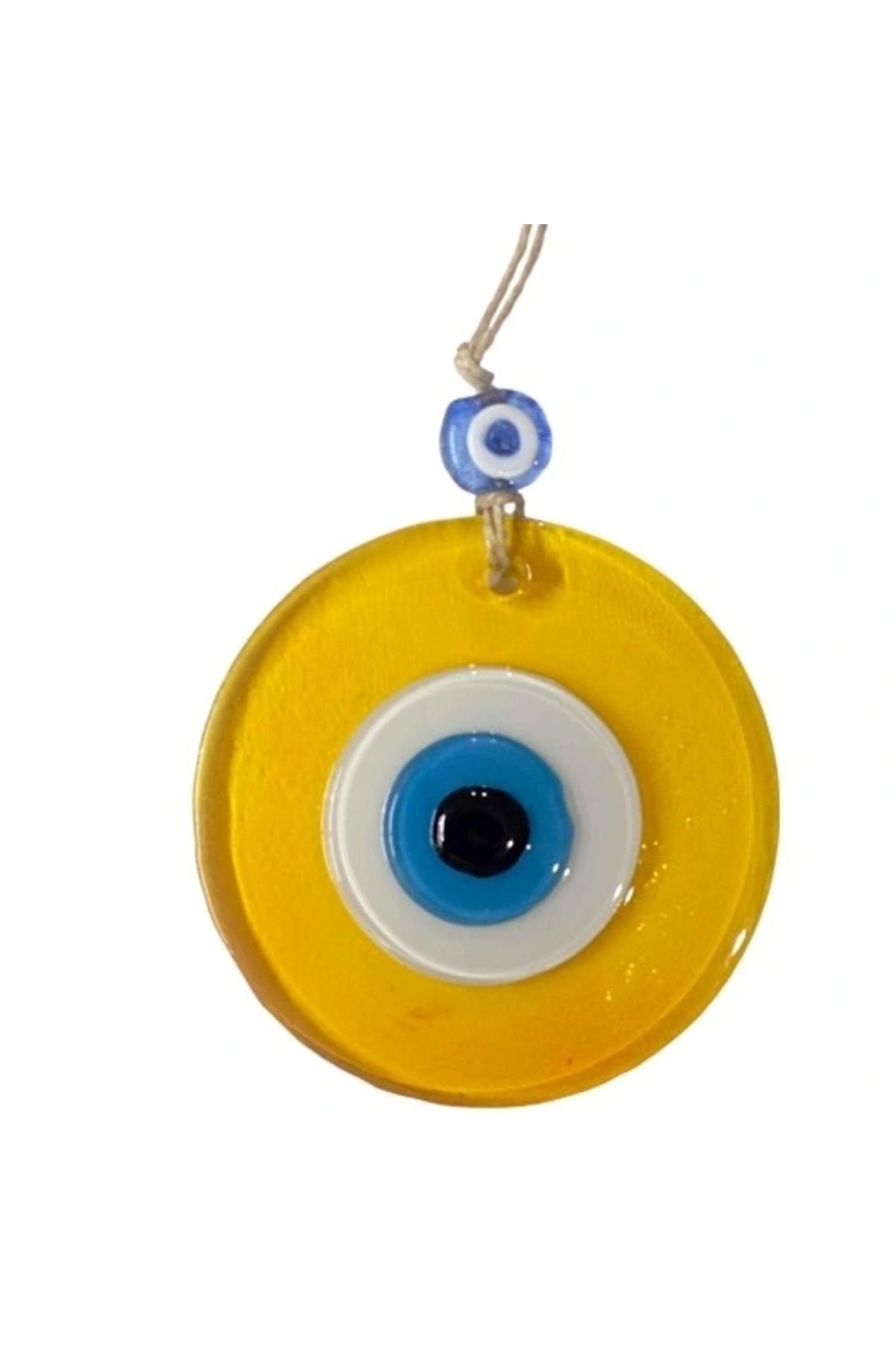 ShopNova Şeffaf Sarı Nazar Boncuklu Duvar Süsü 10 Cm Cam Duvar Dekoru
