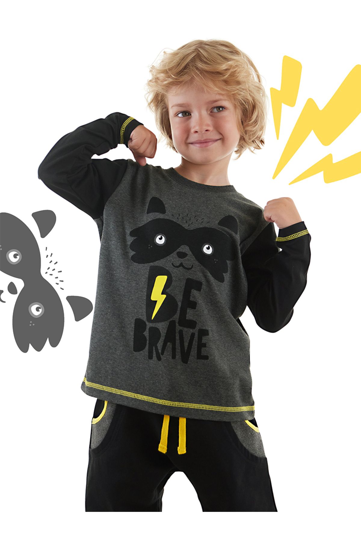 Denokids Zestaw Dla Chłopców Be Brave Składający Się Z Koszulki I Spodni Dresowych Mężczyzna - 4 years old