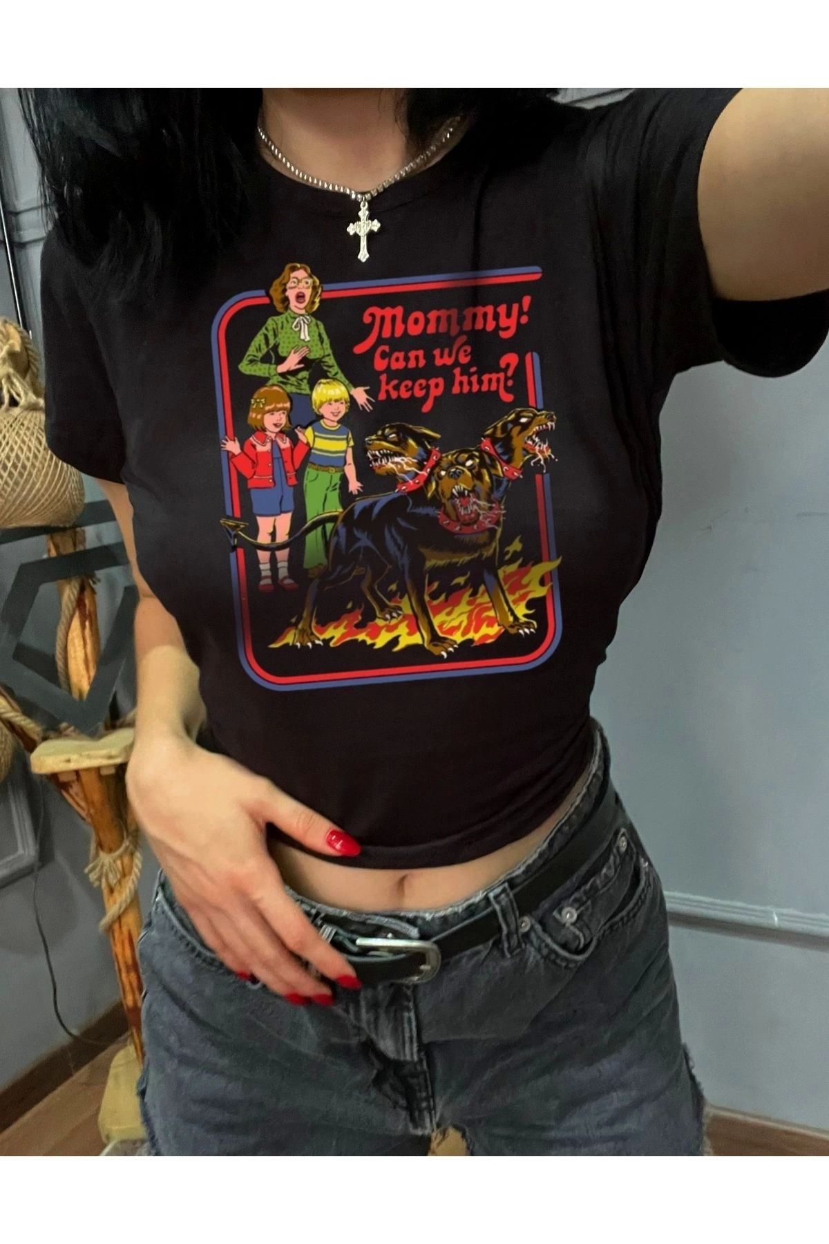 1blood Mommy Can We Keep Him Crop Top