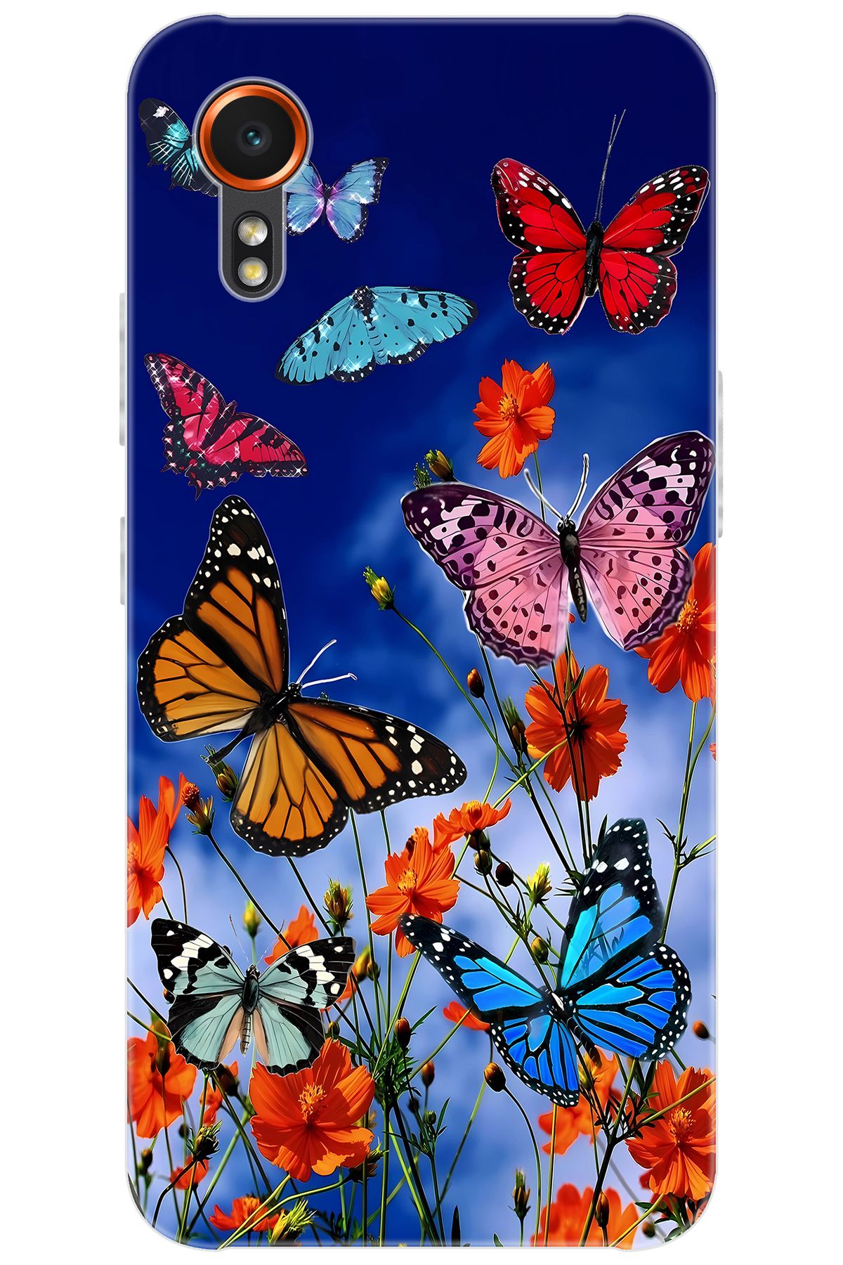 Ceppare Samsung Galaxy XCover7 (SM-G556B) Uyumlu Kılıf Desenli Silikon Renkli Kelebekler STK:741 CP-179iTCQ