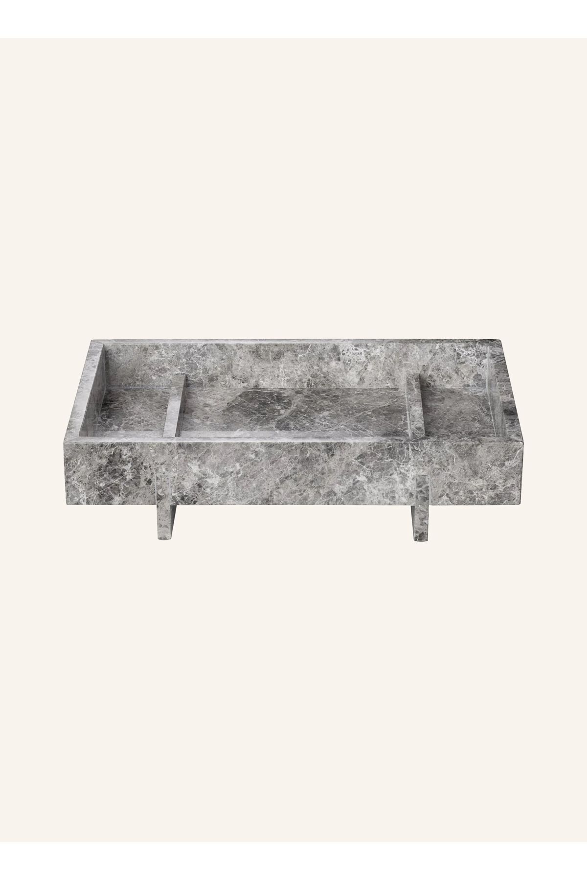Blomus Abento 30x18 cm Mermer Ayaklı Dekoratif Tepsi Skulptürel Tasarım