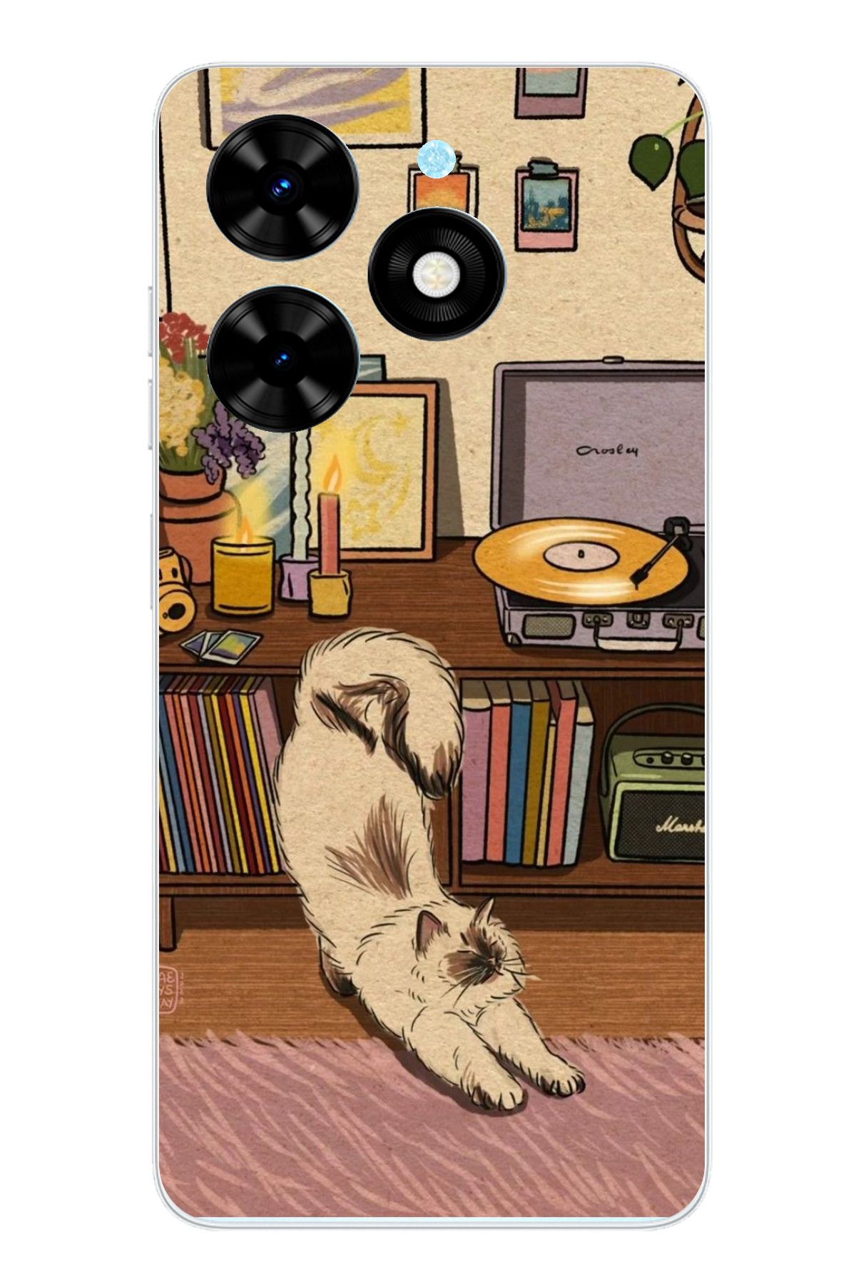 TechTree Tecno Spark 20 - 20C Uyumlu Nostaljik Köpek Tasarımlı Şeffaf Silikon Kılıf
