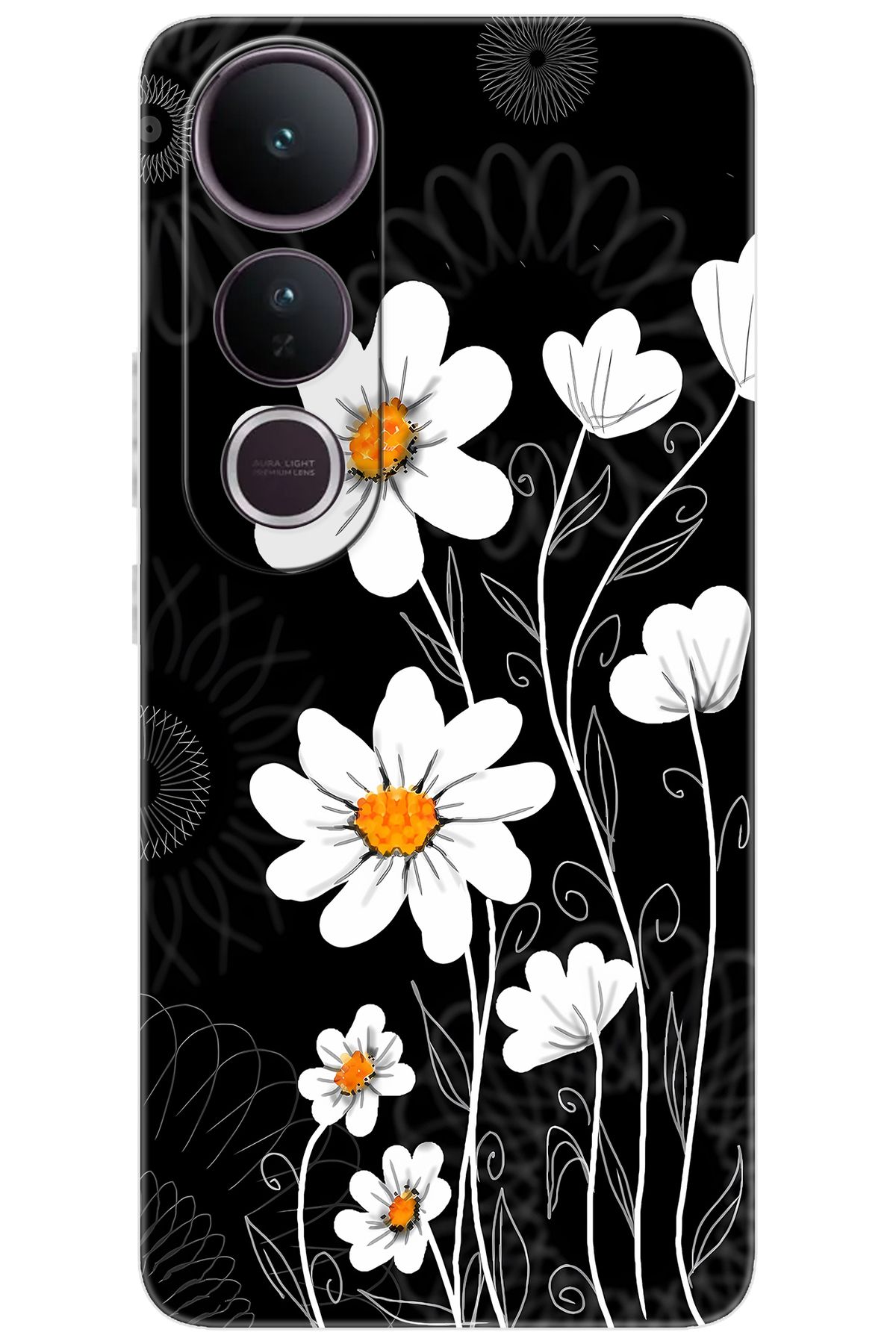 Ceppare Vivo V50 Lite 5G (V2441) Uyumlu Kılıf Desen Baskılı Silikon Papatya STK:693 CP-bqXP7HJ