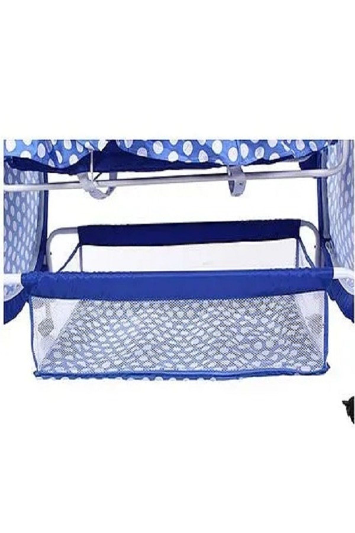 rexa-Baby Cradle With Mosquito Net Penguin Design And Polka Dots - Blue 4