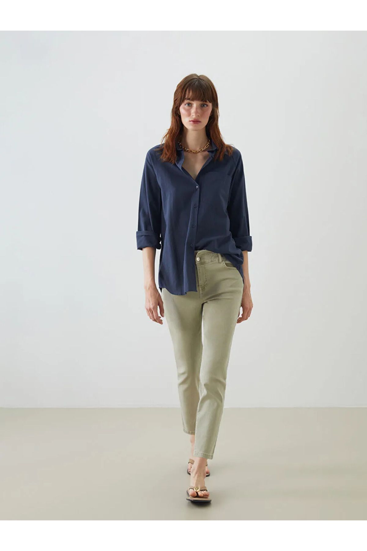 LC Waikiki LCWAIKIKI Classic Yeşil Slim Mom Kadın Jean Pantolon
