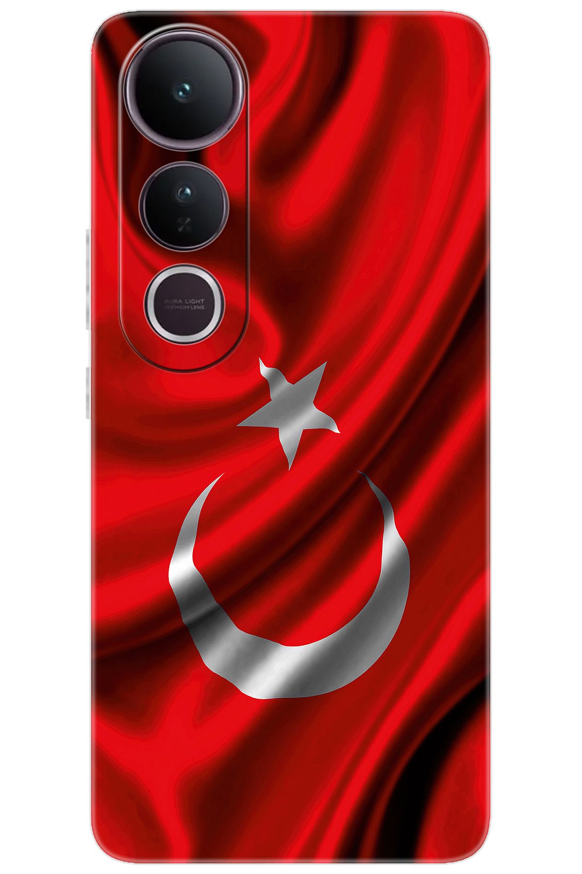 Ceppare Vivo V50 Lite 5G (V2441) Uyumlu Kılıf Desen Baskılı Silikon Dalgalı Türk Bayrağı STK:369 CP-gu4pG34