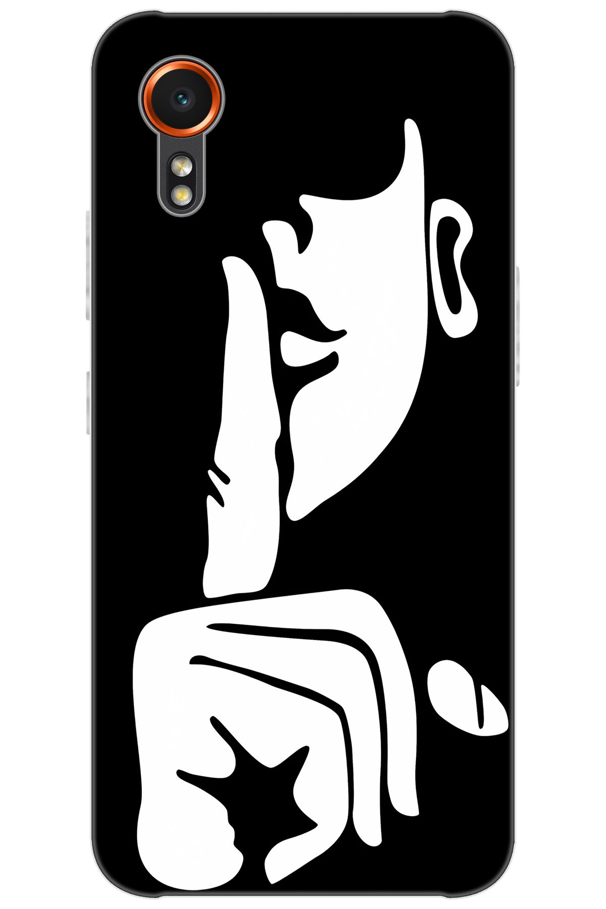 Ceppare Samsung Galaxy XCover7 (SM-G556B) Uyumlu Kılıf Desen Silikon Siyah Beyaz Sessizlik STK653 CP-wx748qH