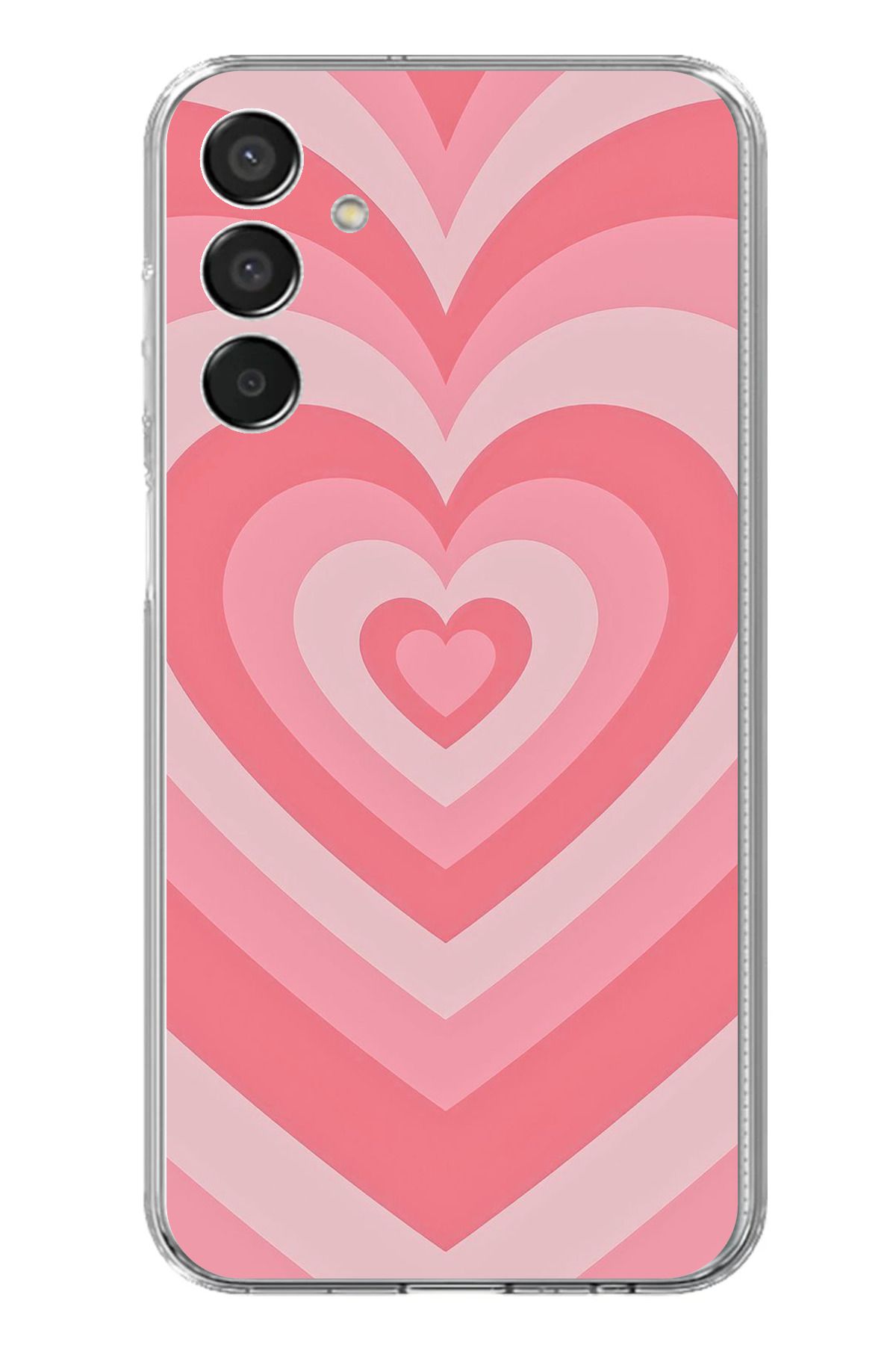 TechTree Samsung Galaxy M15 Uyumlu Pembe Kalpler Şeffaf Silikon Kılıf