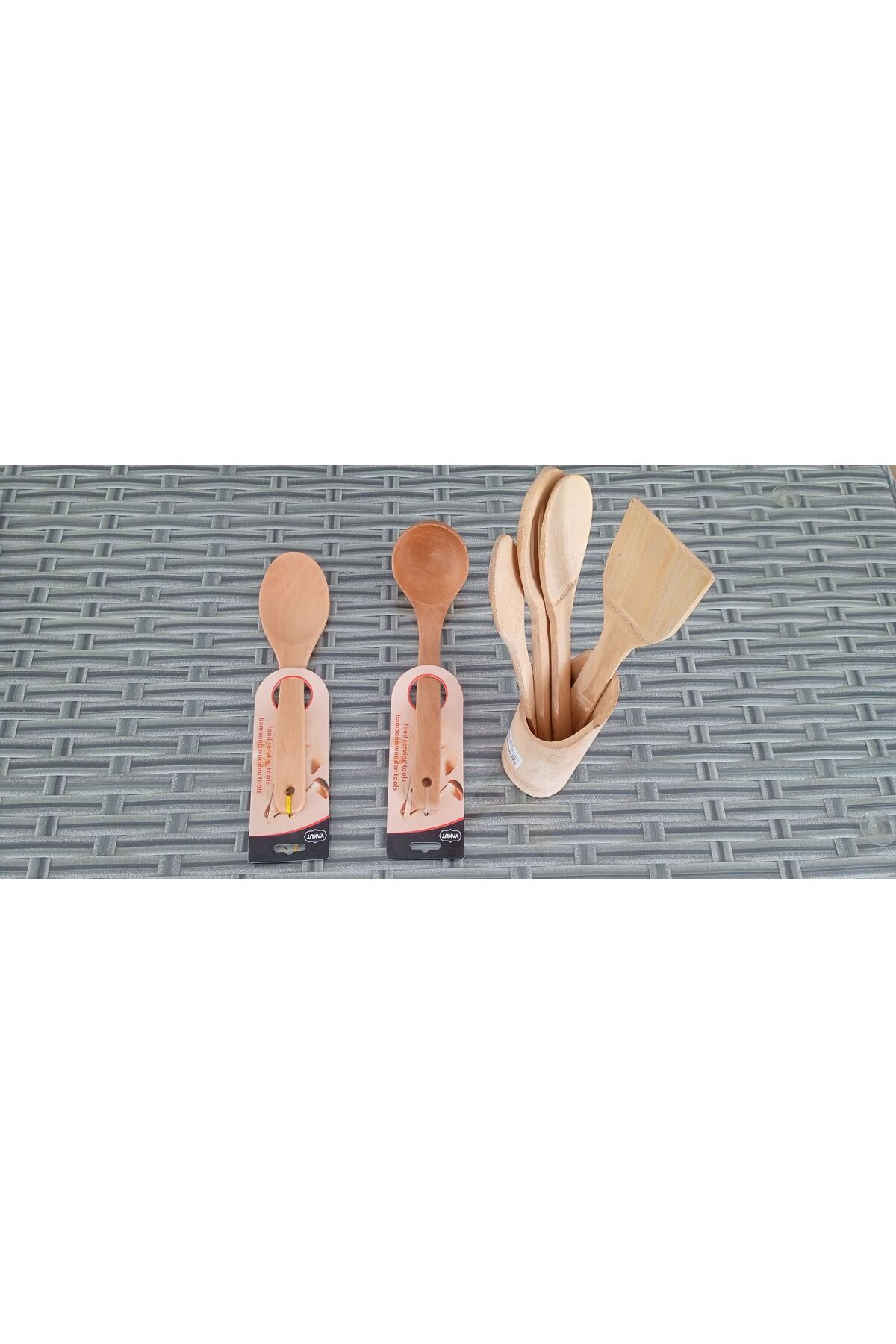 mother kitchen AHŞAP SERVİS SETİ BAMBU KEPÇE KAŞIK PİLAV KAŞIĞI