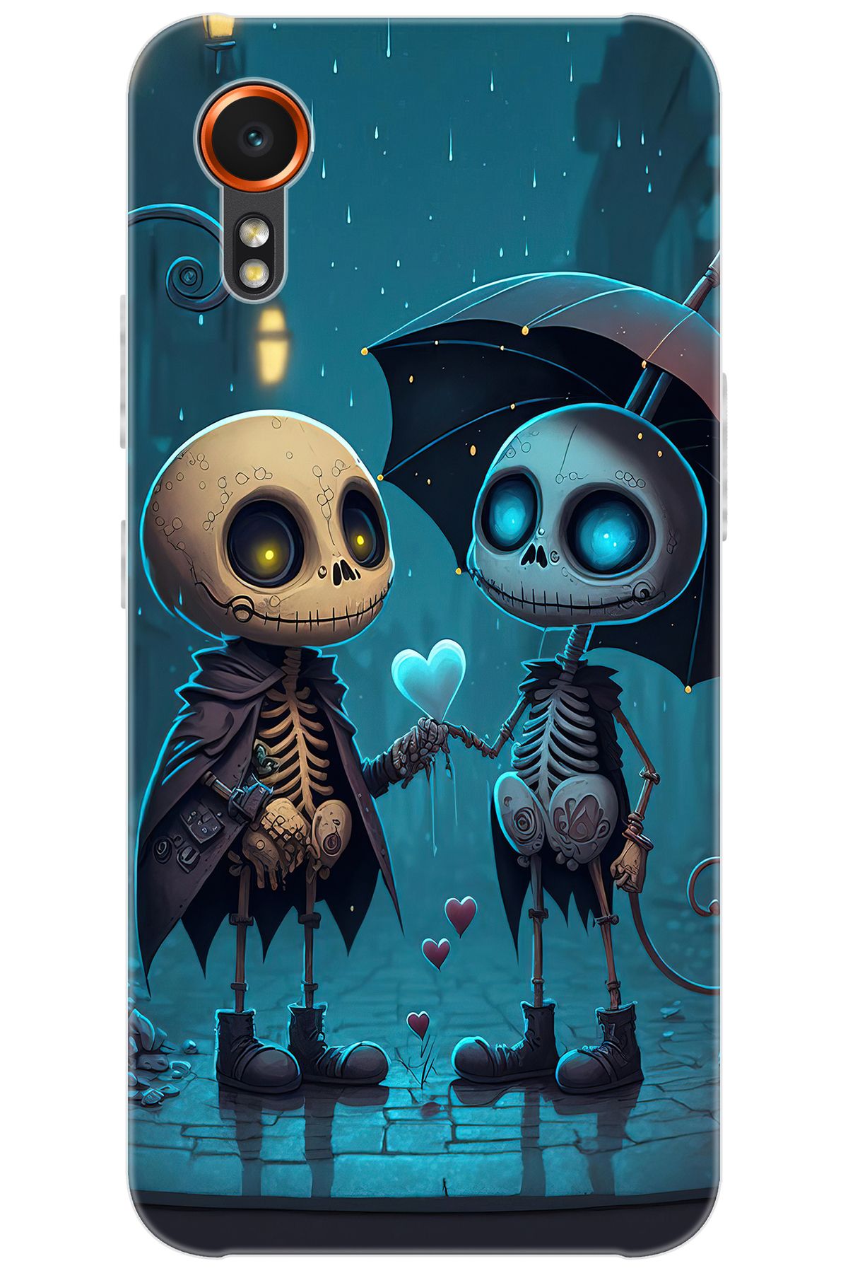 Ceppare Samsung Galaxy XCover7 (SM-G556B) Uyumlu Kılıf Desenli Silikon Aşık İskeletler STK:733 CP-va4if9g